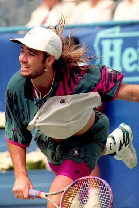 image of 90's Nike Challenge Court Andre Agassi Acid Wash Denm Shorts in Green, Men's (Size 34)