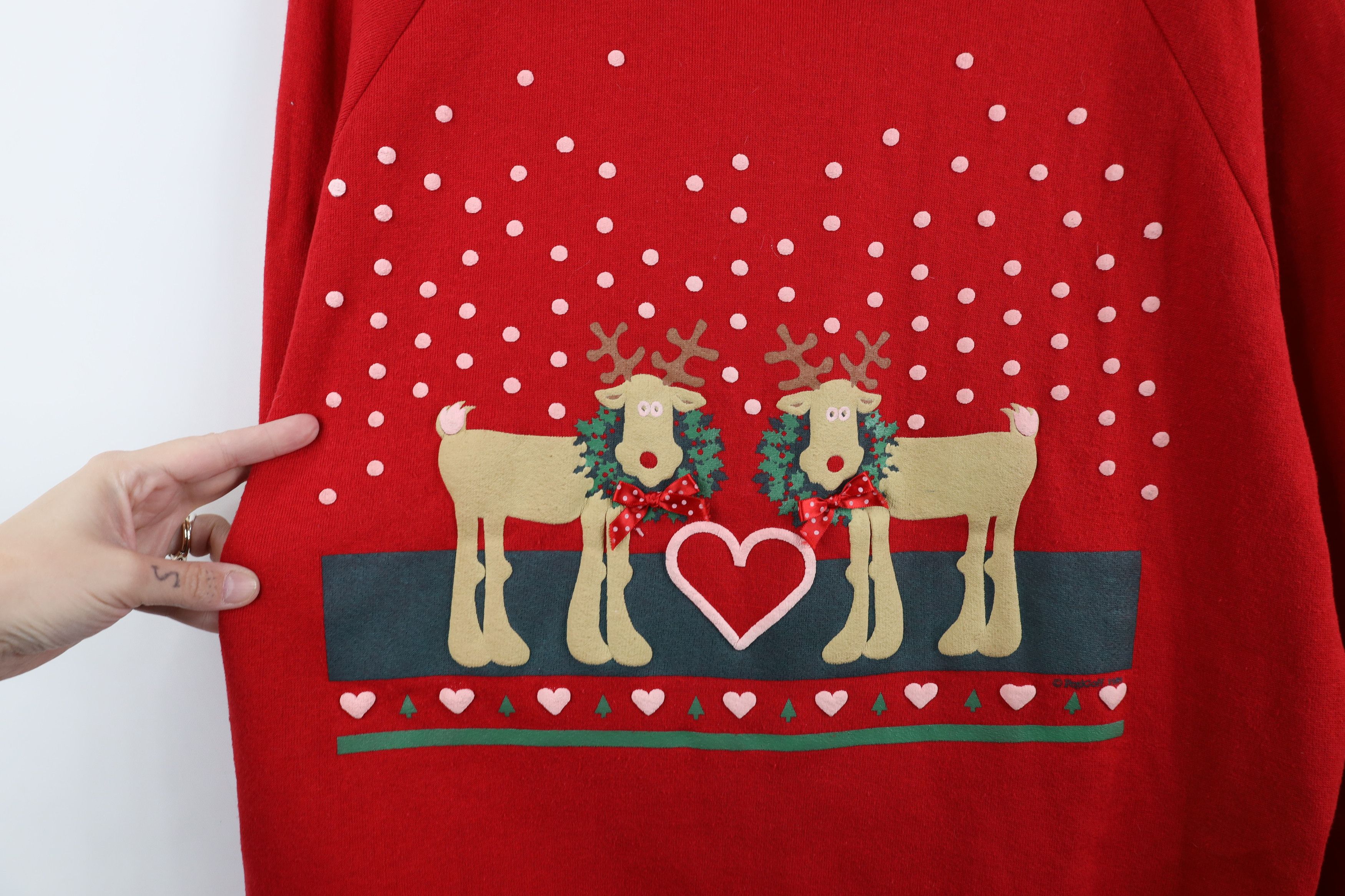 Vintage Vintage 80s Streetwear Christmas Reindeer Sweatshirt Size XL / US 12-14 / IT 48-50 - 4 Thumbnail