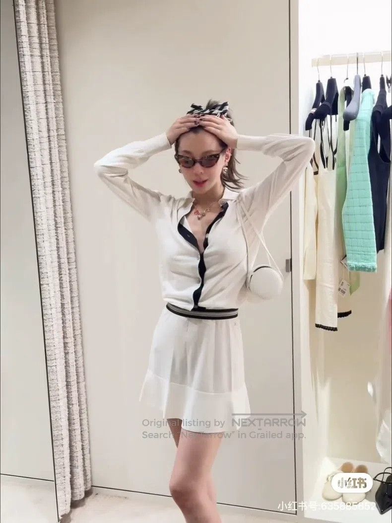 Chanel Chanel 26P white polo college style cardigan jacket Size S / US 4 / IT 40 - 7 Thumbnail