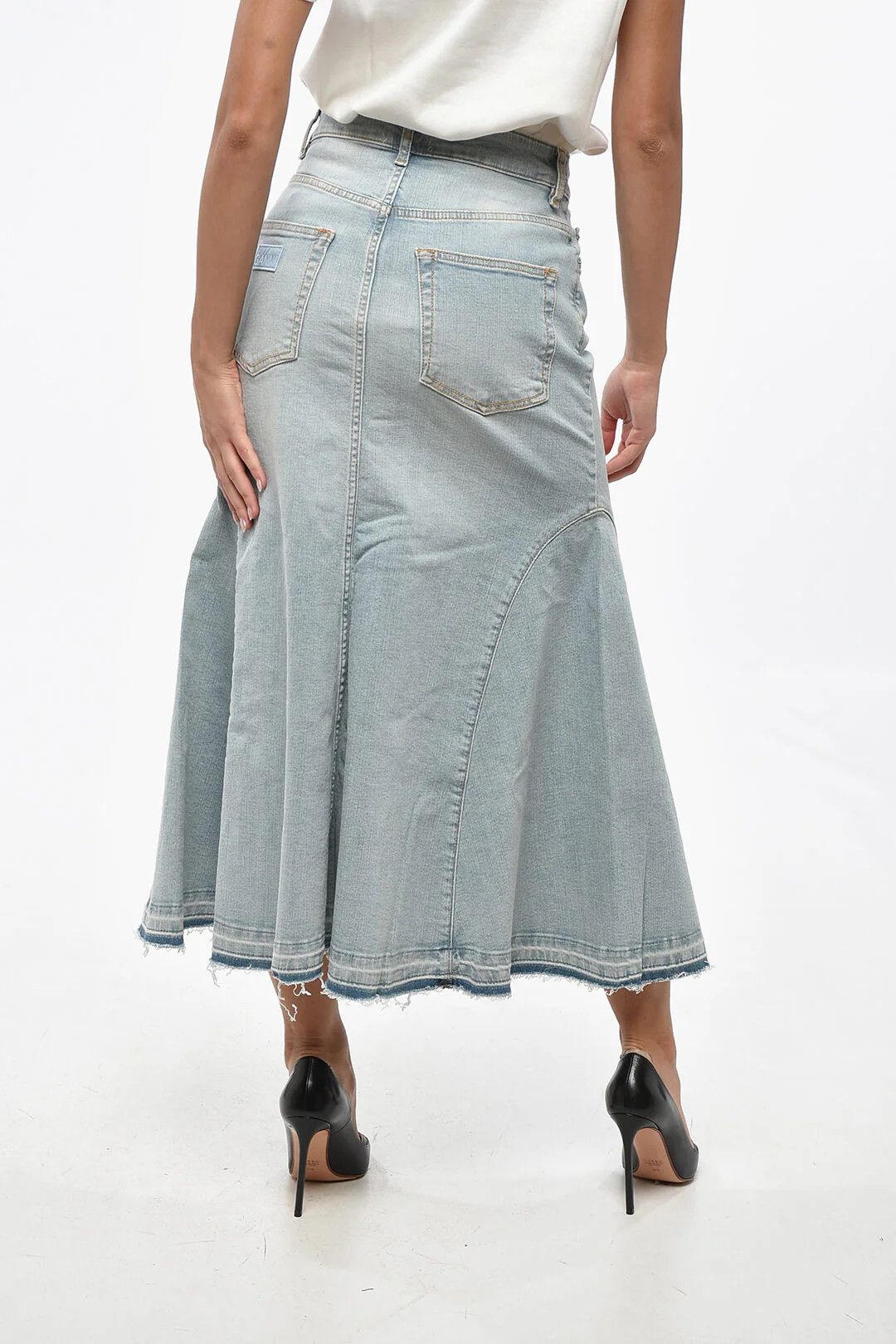 Ganni og1mm0426 Denim Flared Maxi Skirt in Blue Size 28" / US 6 / IT 42 - 3 Thumbnail