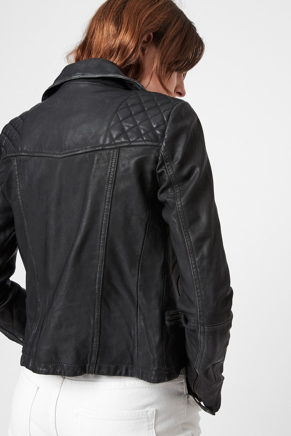 Allsaints MSRP 390€ Biker Leather Jacket M, black, used-look, short Size M / US 6-8 / IT 42-44 - 3 Thumbnail