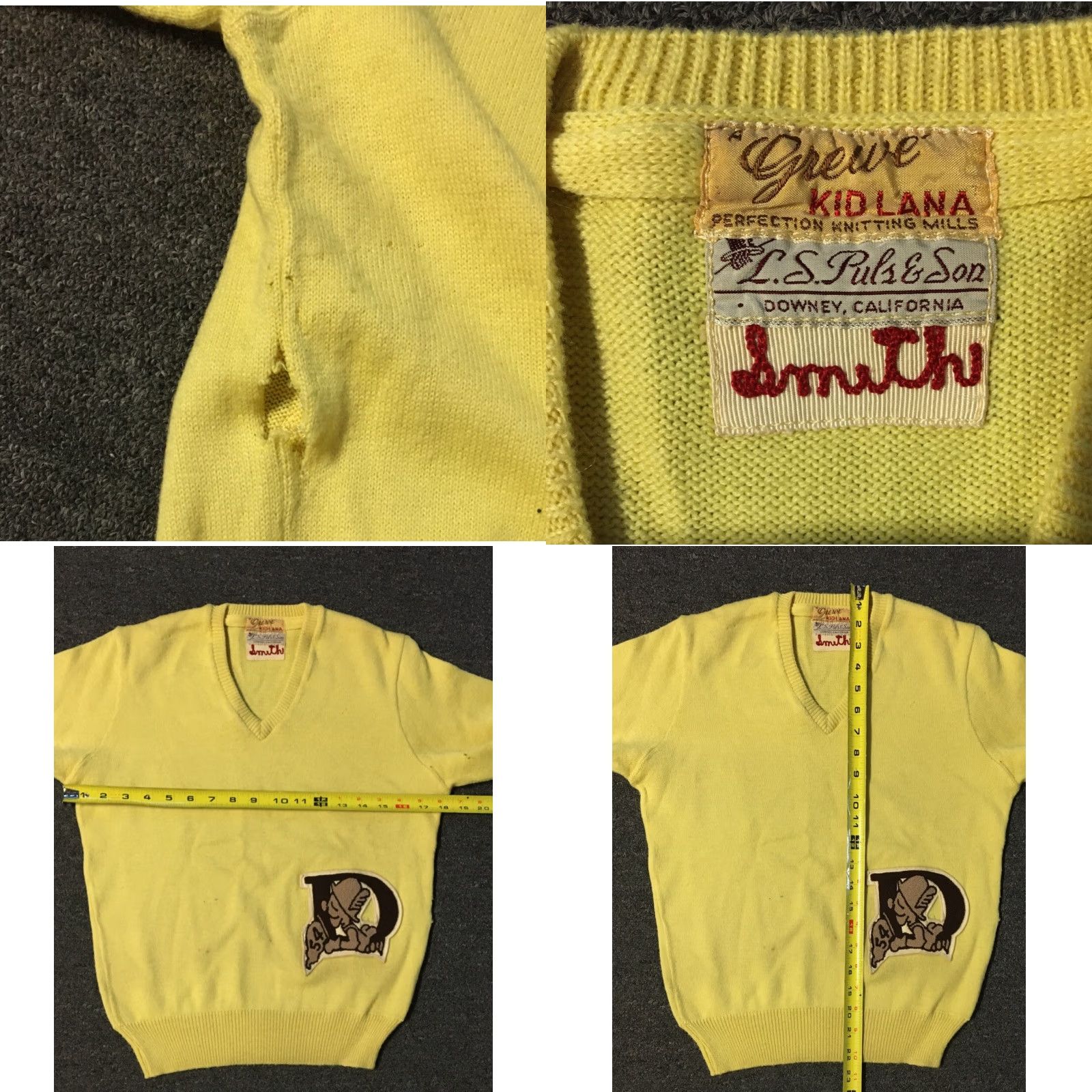 Vintage VINTAGE Track & Field Shirt S/M USA 1950s Yellow Wool Knit Letterman Sweater Varsity Cheerleader Men’s Boys Girls? Size S / US 4 / IT 40 - 8 Thumbnail