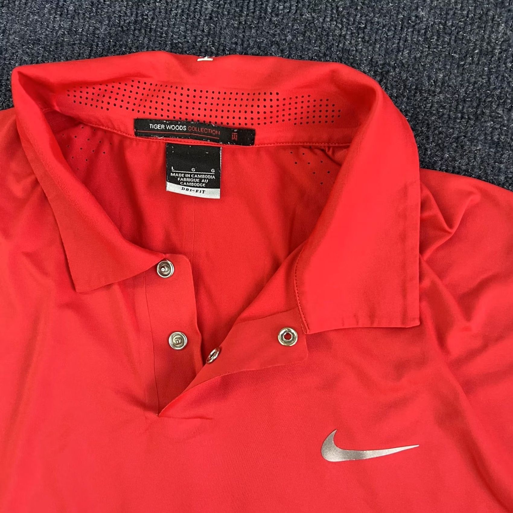 Nike Nike Tiger Woods Dri-FIT Polo Mens L Red Short Sleeve Golf Performance Shirt Size US L / EU 52-54 / 3 - 4 Thumbnail