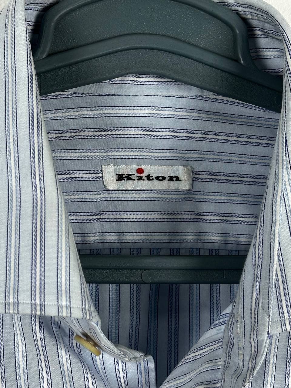 Kiton Kiton Napoli Button Up Shirt Blue Striped Long Sleeve Size US L / EU 52-54 / 3 - 4 Thumbnail