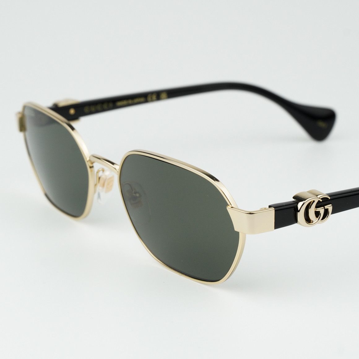 Gucci NEW Gucci GG1593S 001 Gold Grey Geometric Unisex Sunglasses Size ONE SIZE - 6 Thumbnail