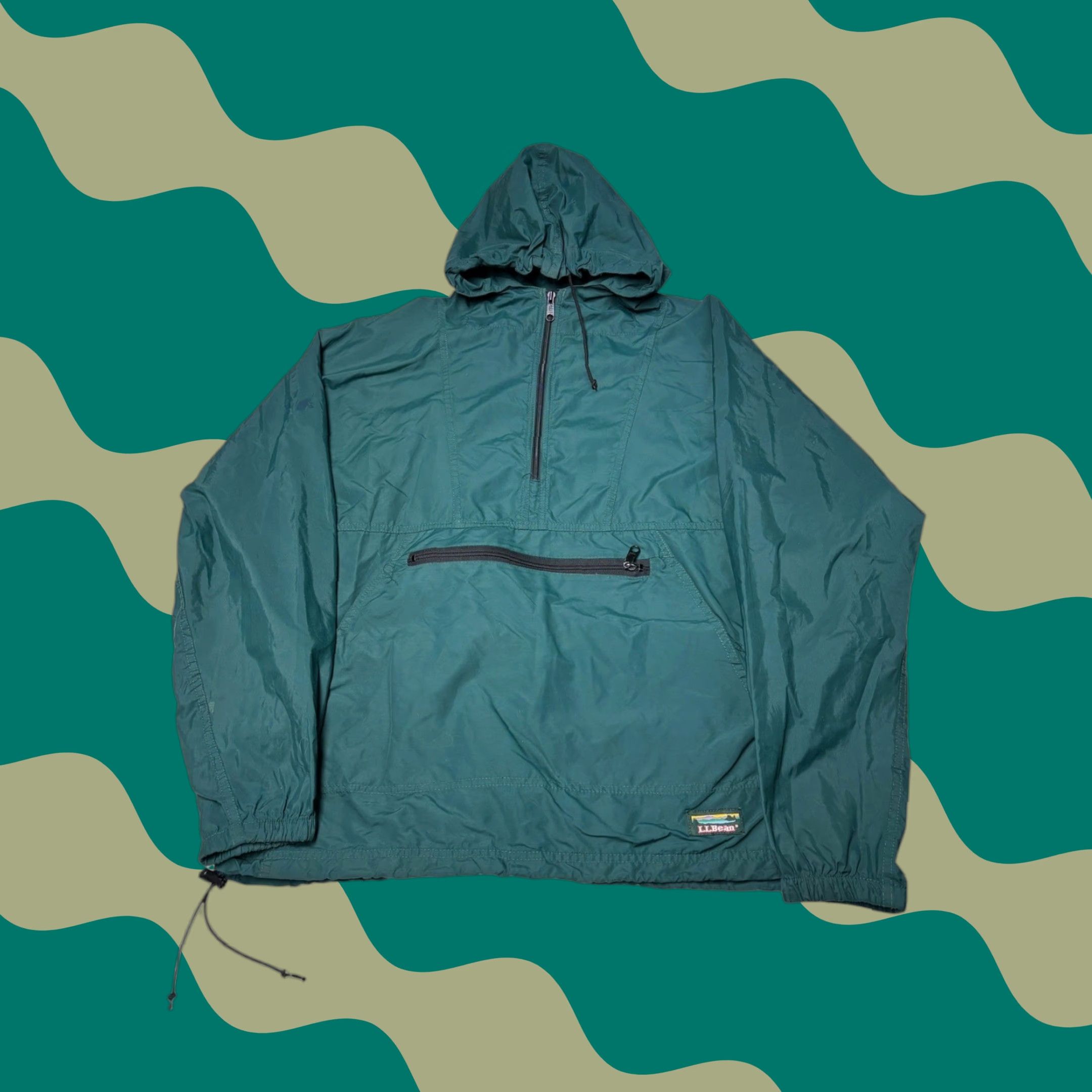 Vintage VINTAGE LL Bean Jacket Men Teal Green Nylon Anorak Windbreaker Hooded Zip Drawstring 90s Casual Travel M USA Size US M / EU 48-50 / 2 - 1 Thumbnail