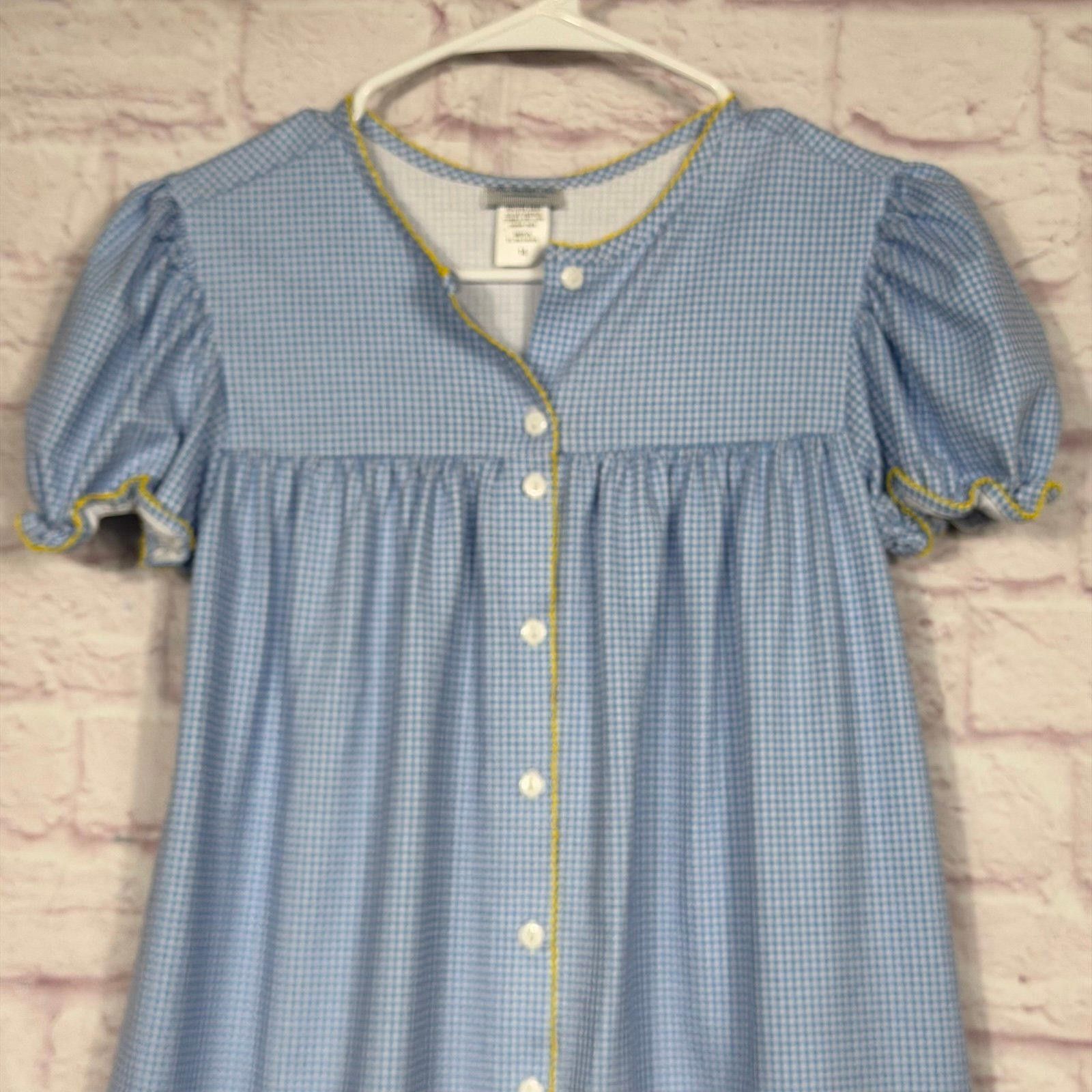 Other The Bubble Bee Girls Size 14 Blue Gingham Nightgown Size ONE SIZE - 2 Thumbnail
