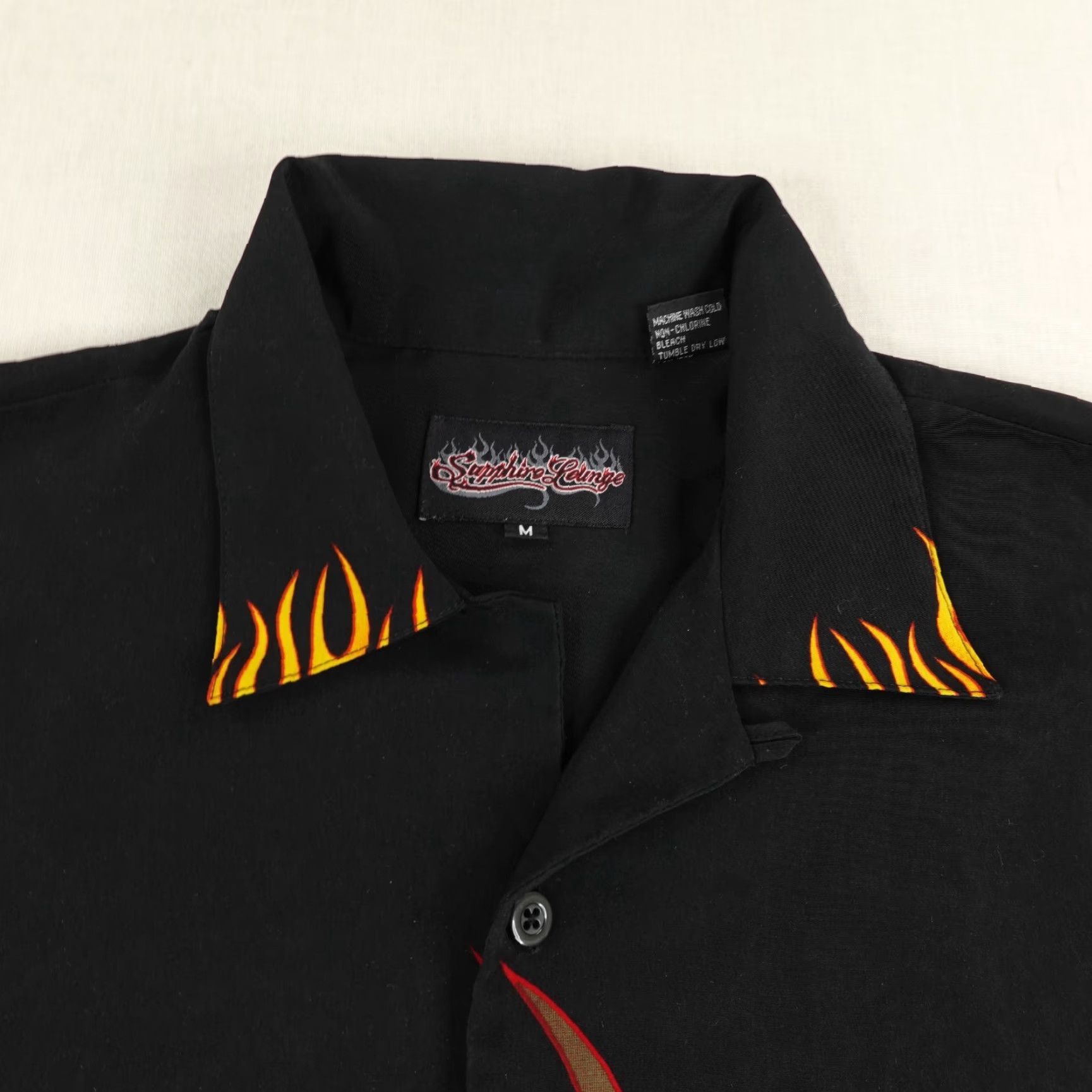 Vintage VINTAGE Sapphire Lounge Shirt Men M Orange Black Fire Flame Button Up Y2K Shirt Casual Mens 90s Decade Fire Theme Size US M / EU 48-50 / 2 - 2 Thumbnail