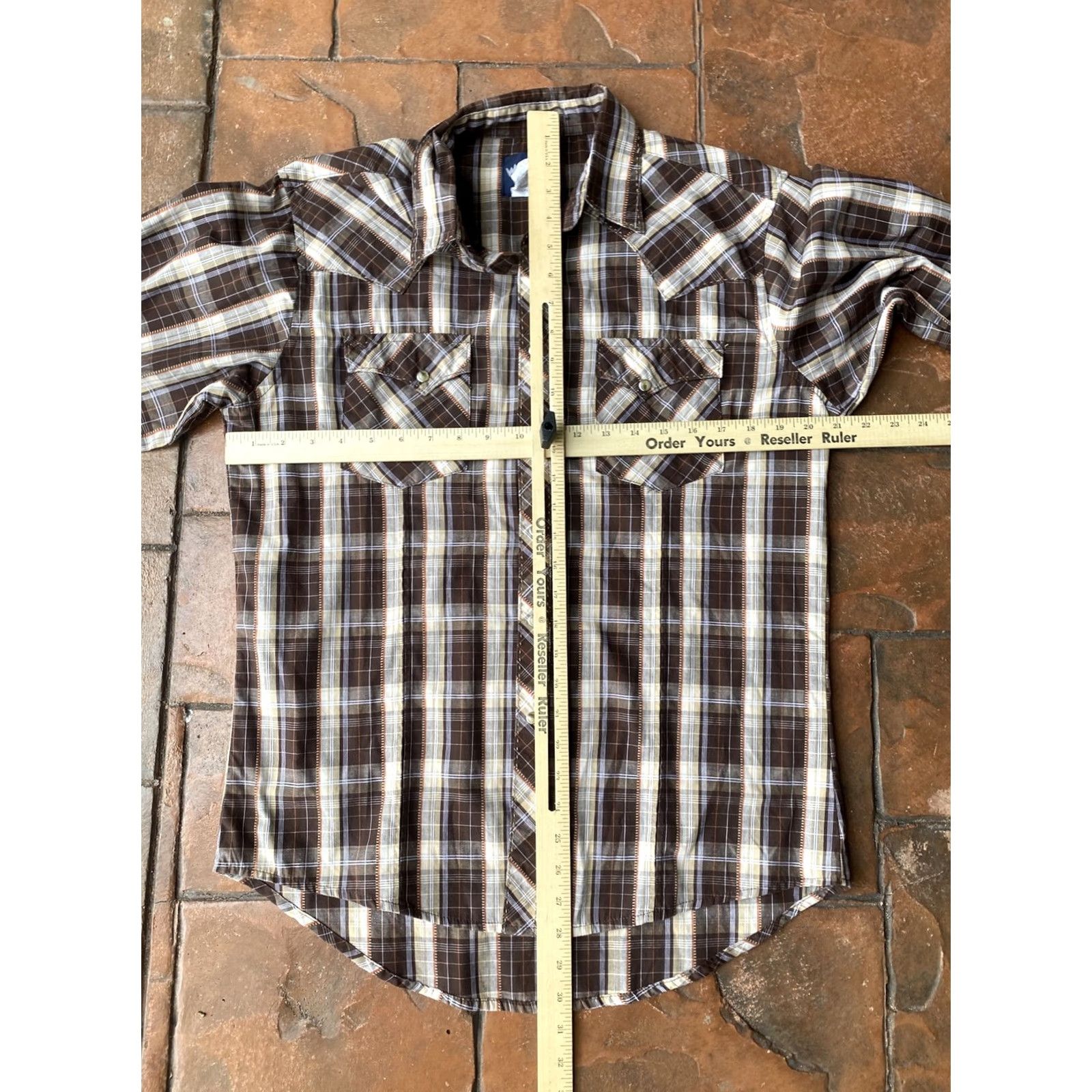 Wrangler VINTAGE Wrangler Western Pearl Snap Shirt Long Sleeve Plaid Brown Mens Medium Size US M / EU 48-50 / 2 - 6 Thumbnail
