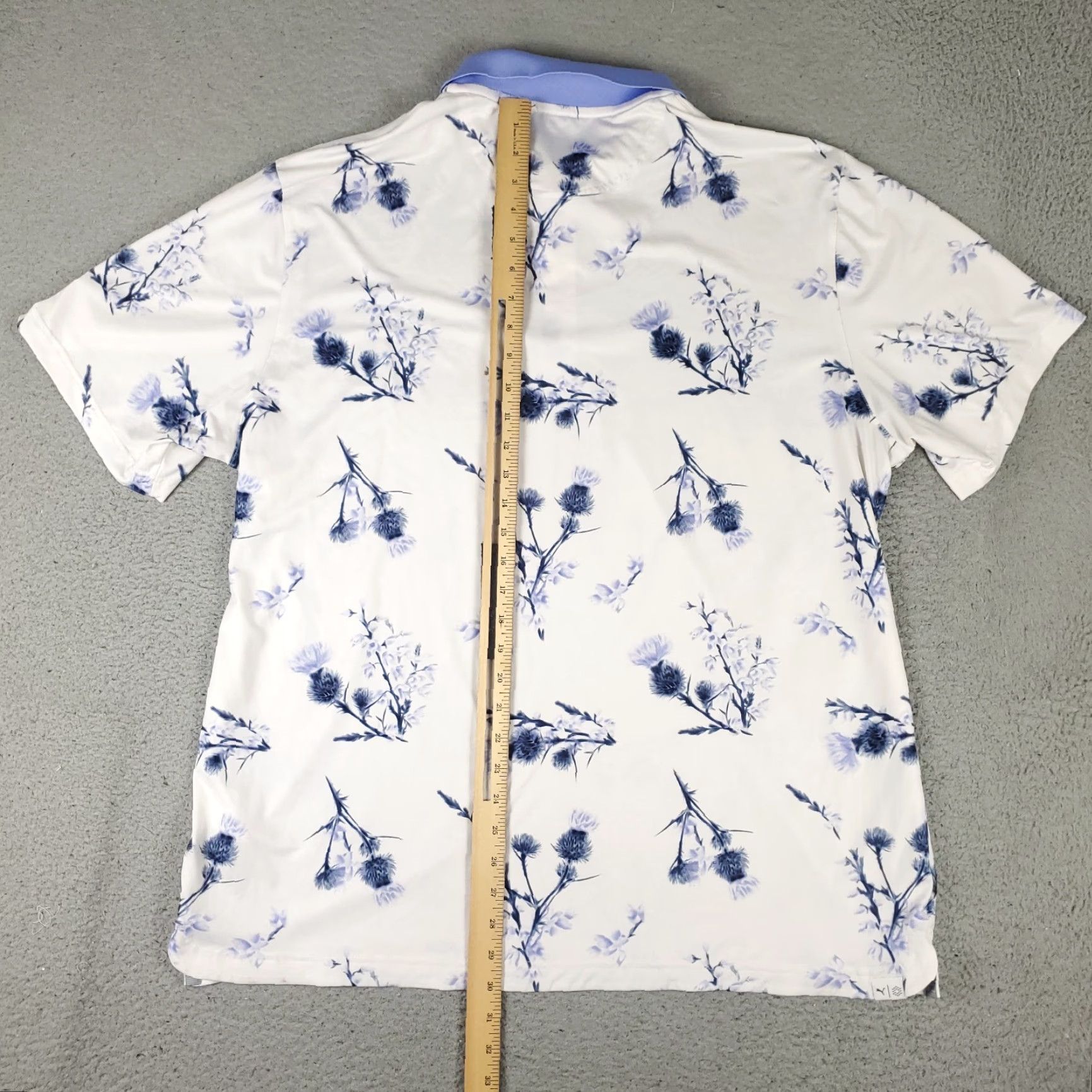 Puma Puma Polo Shirt Mens XL White Blue Floral Golf Casual Short Sleeve Polo Shirt Men XL White Blue Floral Size US XL / EU 56 / 4 - 4 Thumbnail