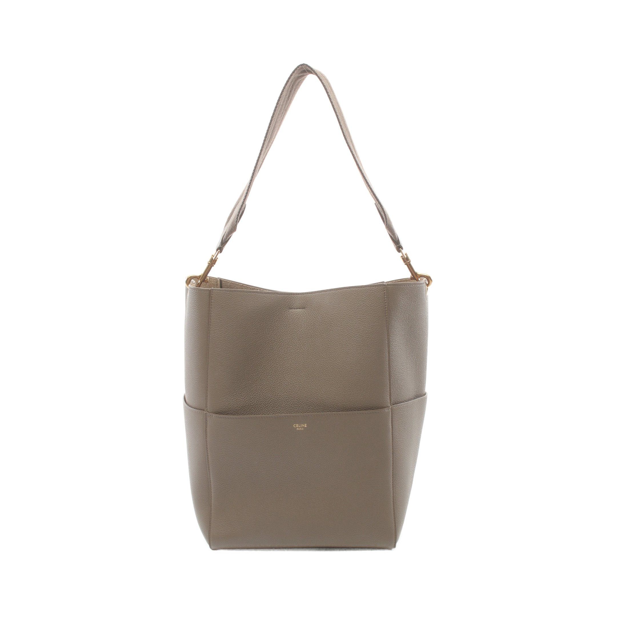 Celine Celine Sangle Bucket Shoulder Bag Leather Gray Beige Size ONE SIZE - 1 Thumbnail
