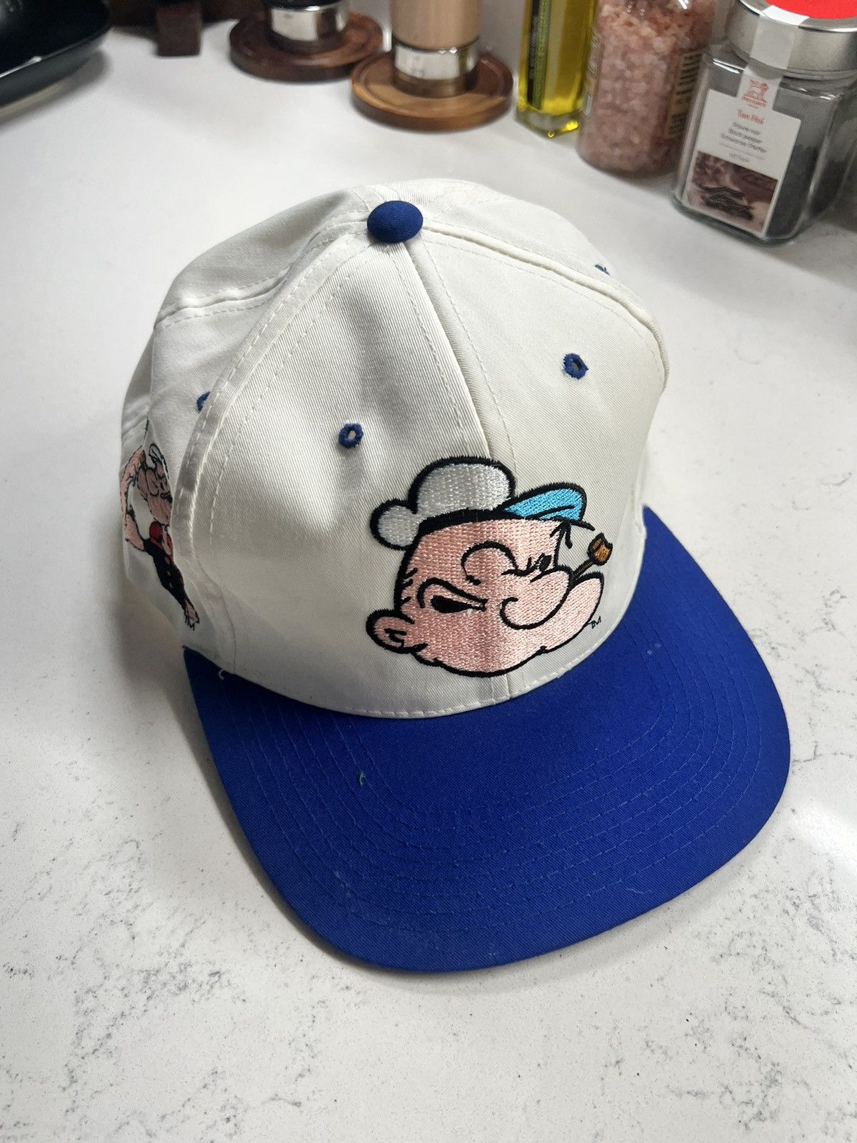 image of Vintage Popeye 1993 Snapback in White, Men's