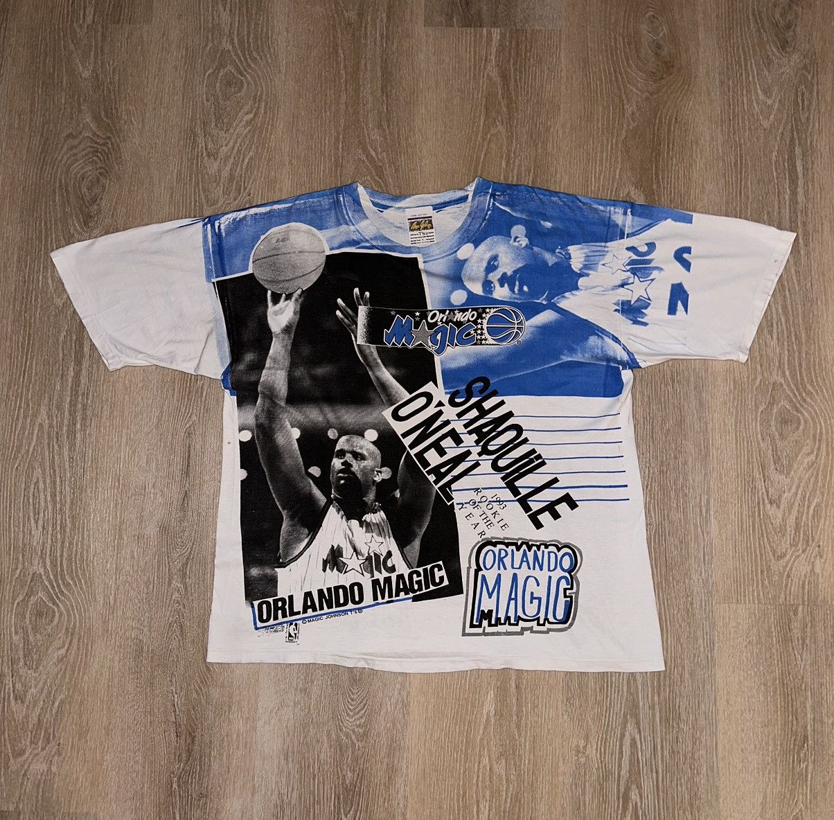 NBA × Vintage Vintage 90’s Shaquille O’Neal Magic Johnson T’s AOP T-Shirt Size US XL / EU 56 / 4 - 1 Thumbnail