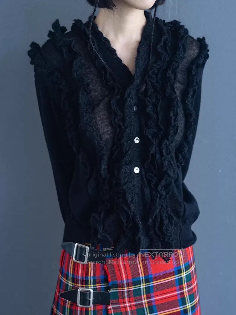 Junya Watanabe JUNYA WATANABE Black lace knitted top Size M / US 6-8 / IT 42-44 - 3 Thumbnail