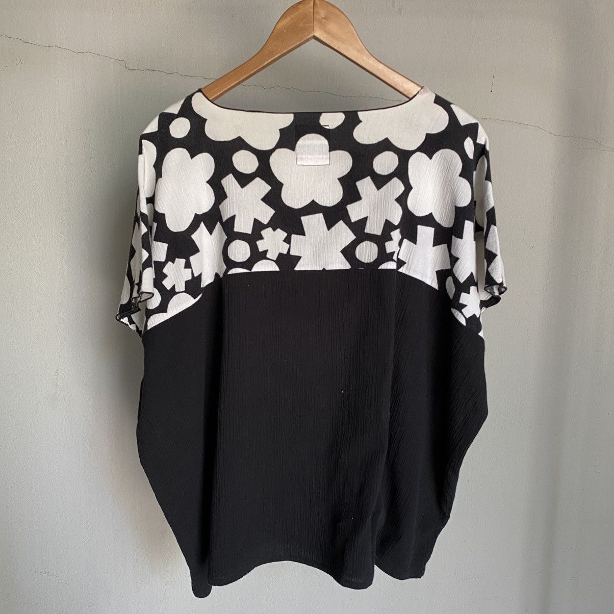 SOU SOU S O U . S O U Black and White Geometric Print Loose Blouse Size L / US 10 / IT 46 - 2 Thumbnail