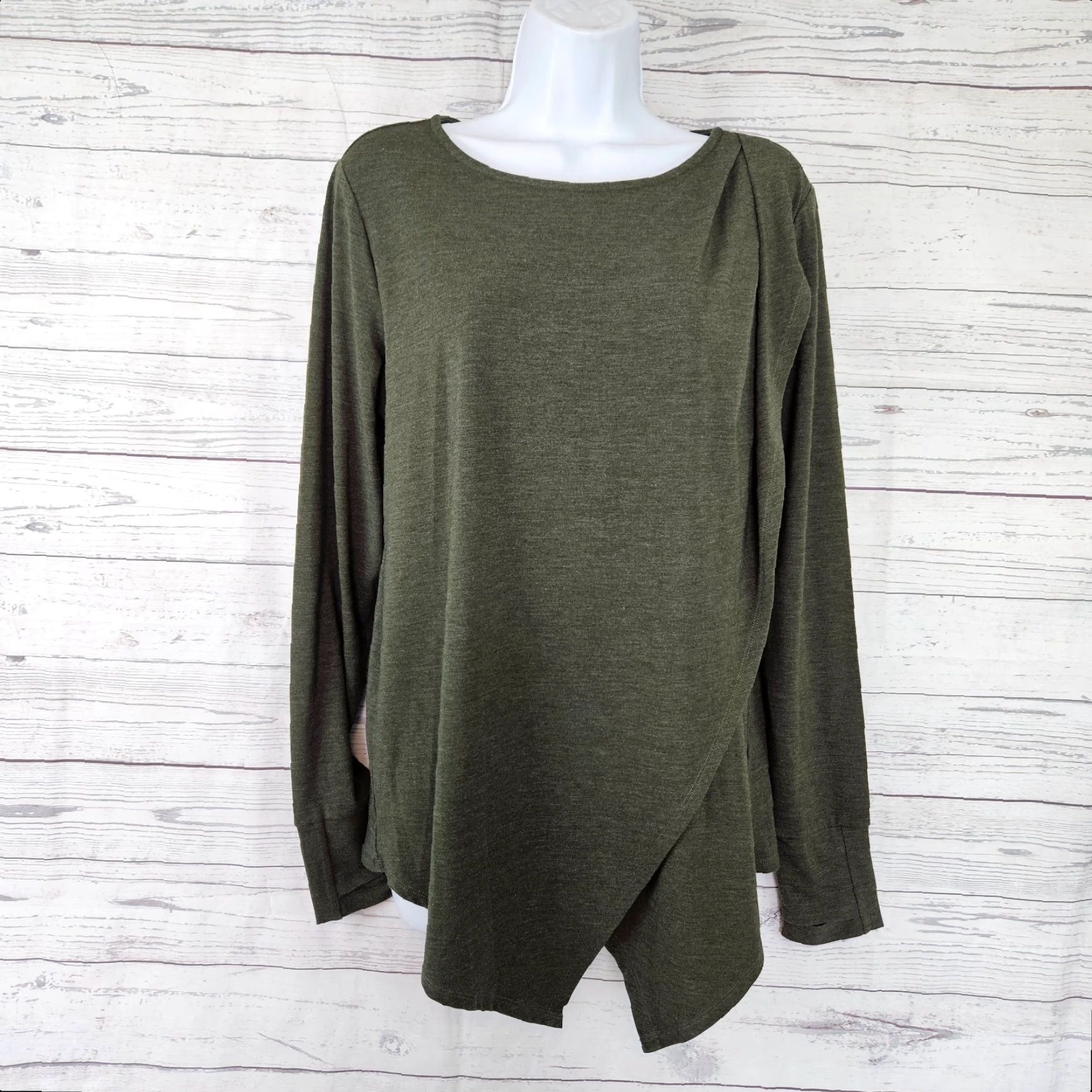 Vintage Betabrand Womens Tempo Tunic Blouse Green Long Sleeve Asymmetrical Hem Size L Adult Womens Size L / US 10 / IT 46 - 2 Thumbnail