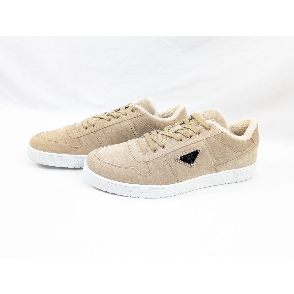Prada o1rshd1 Downtown Shearling Sneakers in Beige Size US 13 / EU 46 - 15 Thumbnail