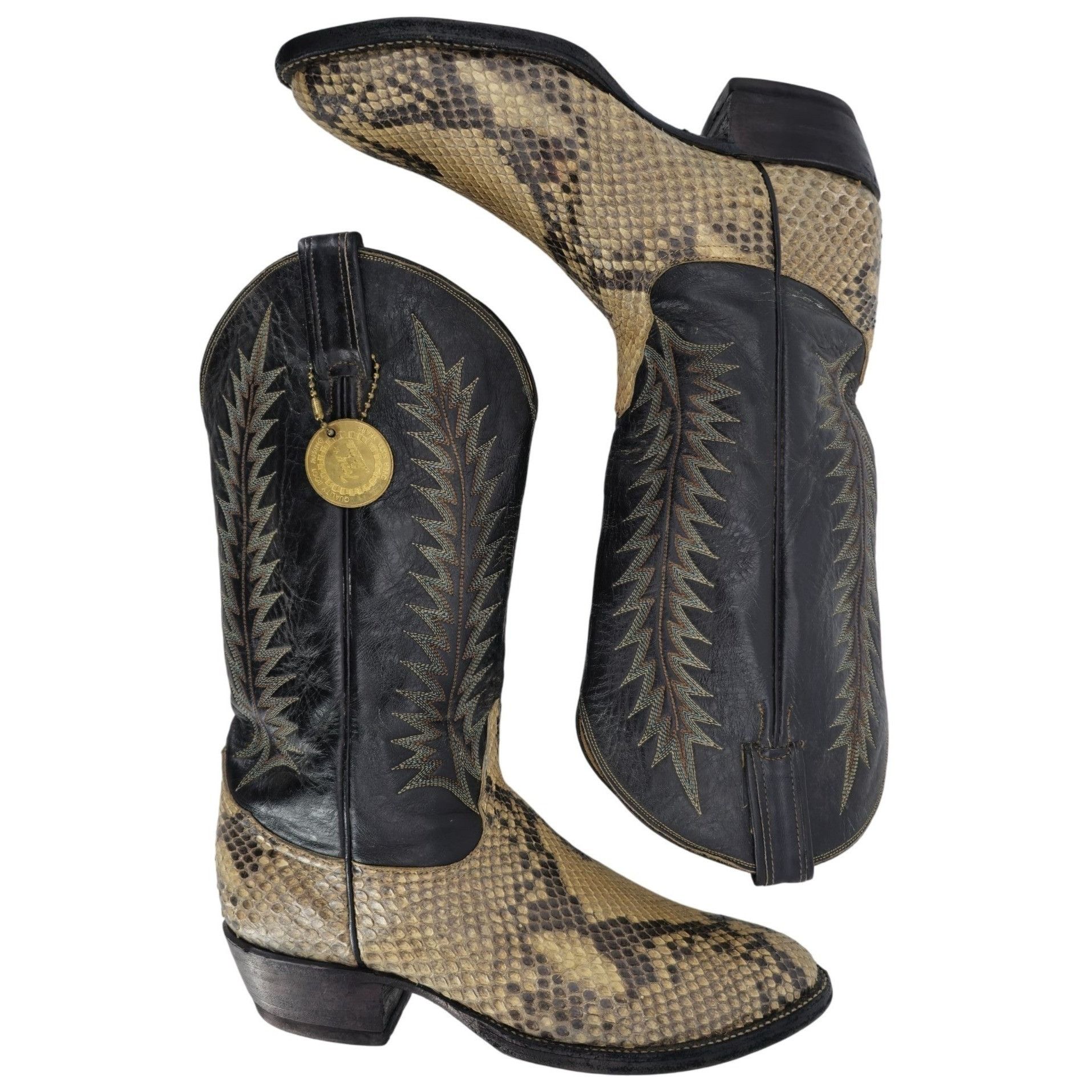 Tony Lama Vintage Exotic Tony Lama Python Snakeskin Men 9 Brown Cowboy Size US 9 / EU 42 - 13 Thumbnail