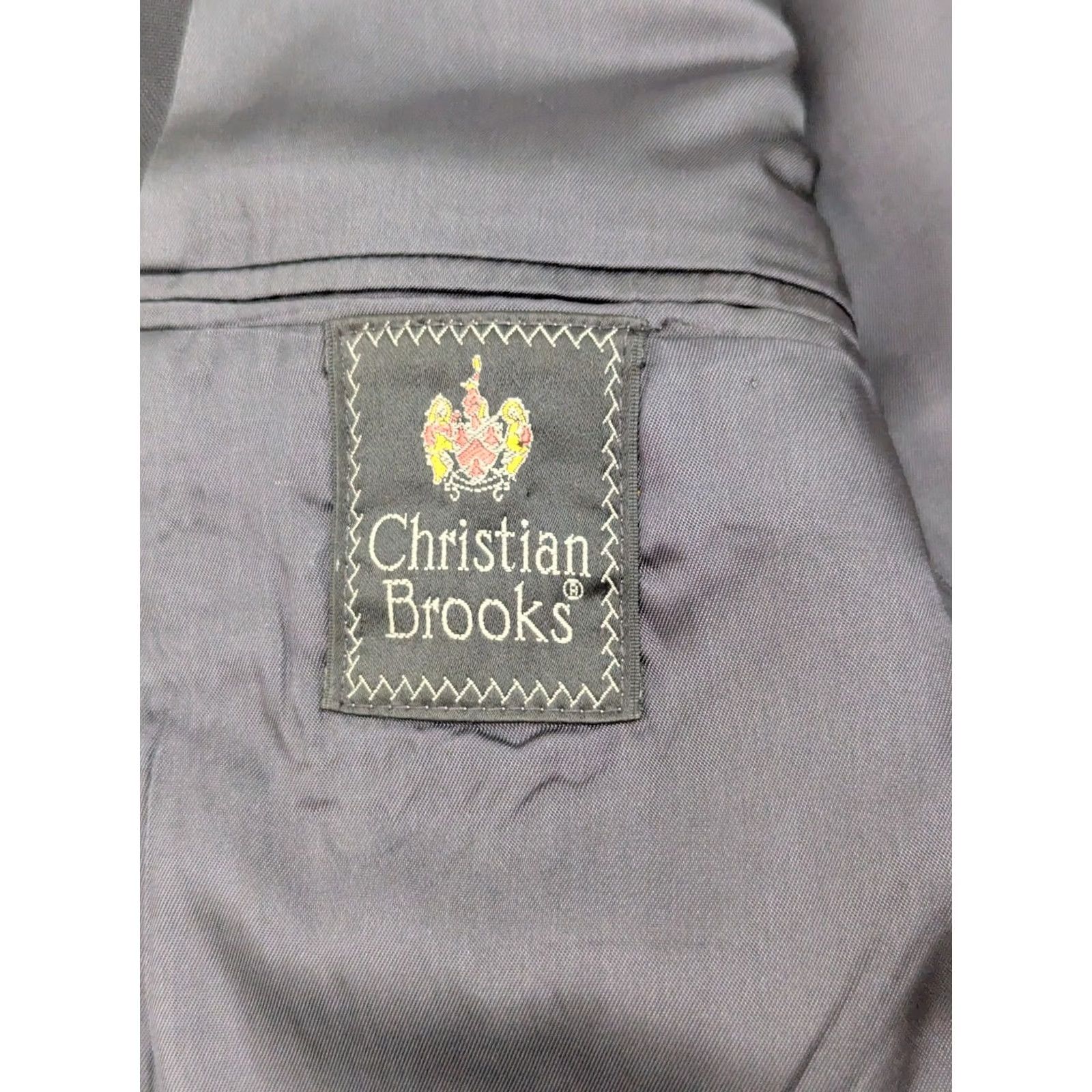 Brooks Christian Brooks 2 Piece Suit Sport Coat & Pant Light Wool PinStriped Charcoal Navy Blue 41S 34x27 Mens Vintage Size 42R - 4 Thumbnail
