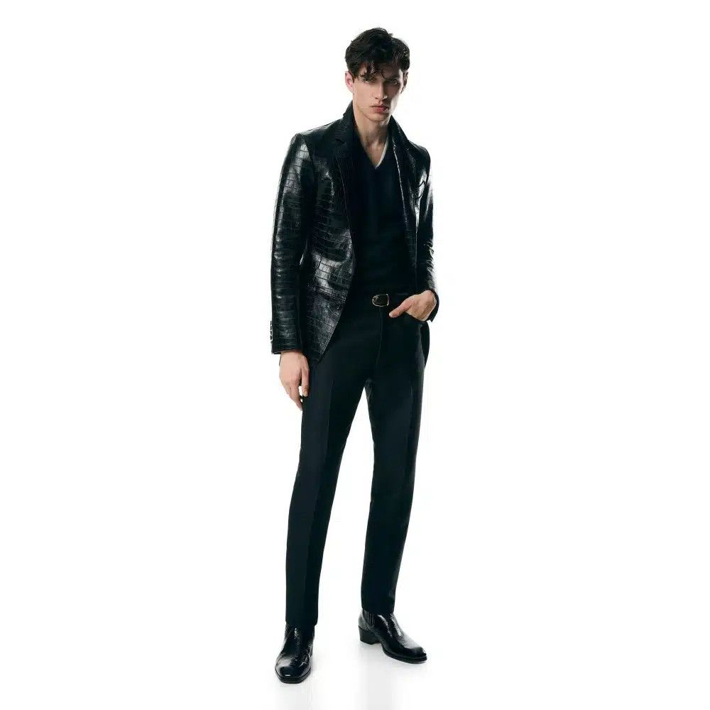Tom Ford o1loc1c0725 LJT007 Printed Croc Sartorial Blazer in Black Size US L / EU 52-54 / 3 - 3 Thumbnail