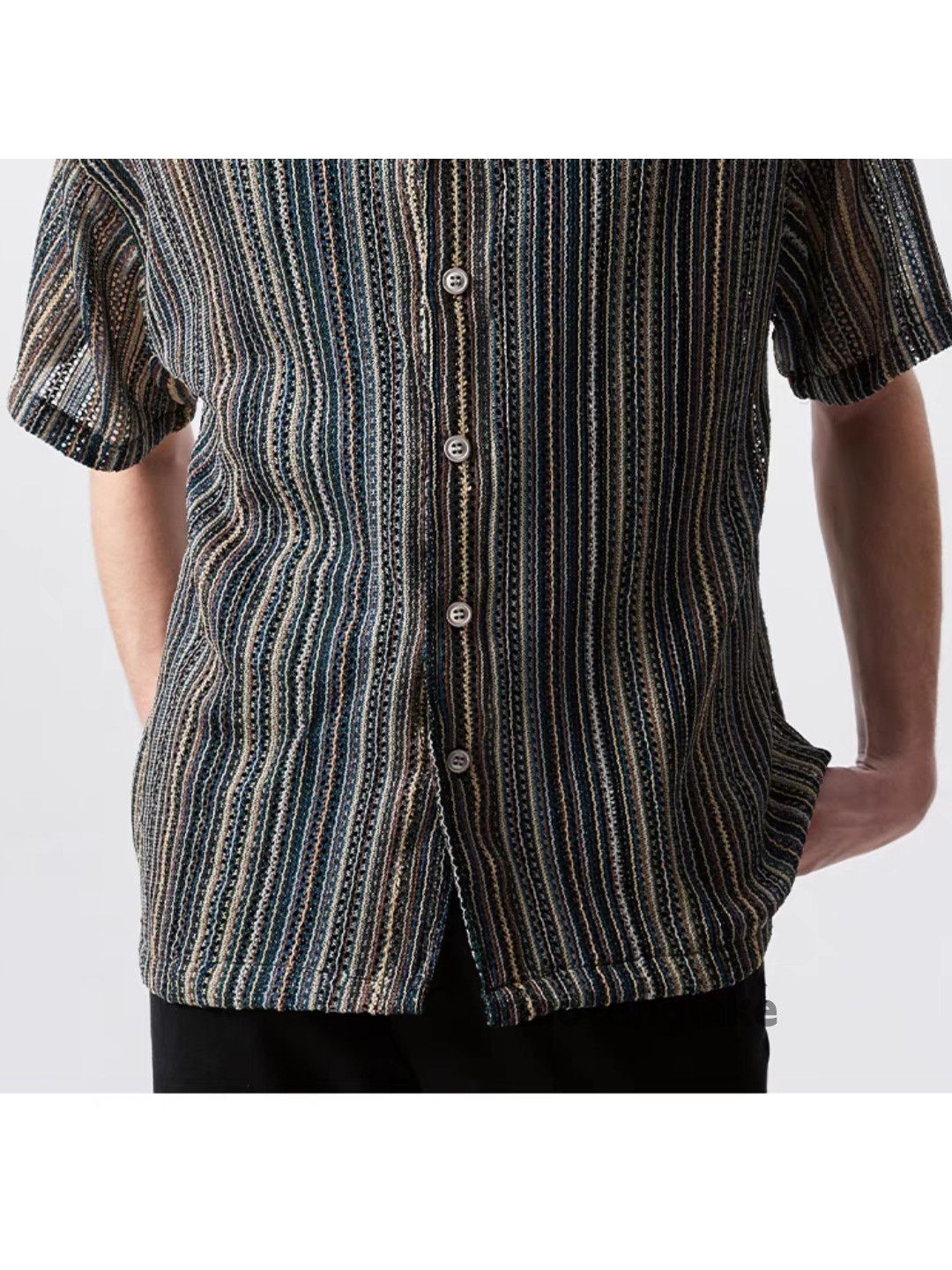 Vintage Unisex utility punk hiphop yuppie striped party shirt Size US XL / EU 56 / 4 - 6 Thumbnail
