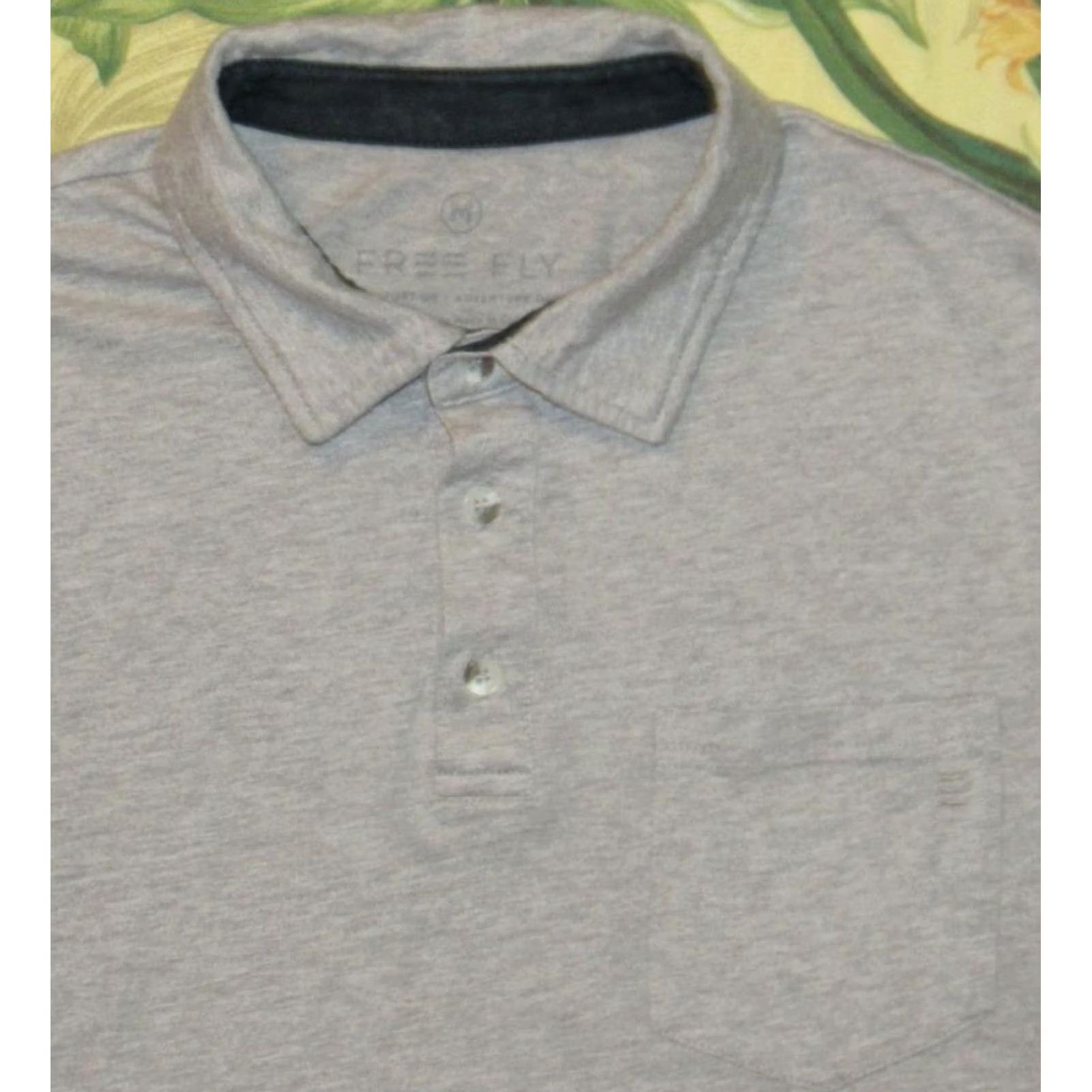 Vintage FREE FLY Grey Short Sleeve Bamboo Blend Polo Shirt M adulto Size US M / EU 48-50 / 2 - 2 Thumbnail