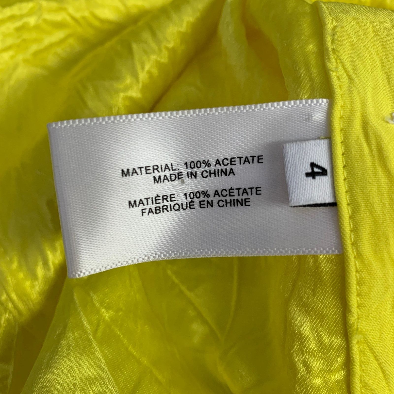 Proenza Schouler L Neon Yellow Wrinkled Acetate Hidden Placket Long Sleeve Size S / US 4 / IT 40 - 7 Thumbnail