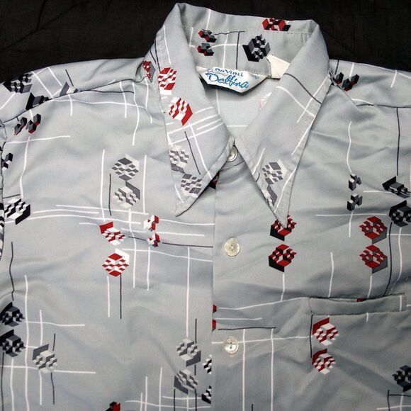 Vintage Vintage DaVinci Abstract Geometric Polyester Disco Shirt Size US L / EU 52-54 / 3 - 1 Thumbnail