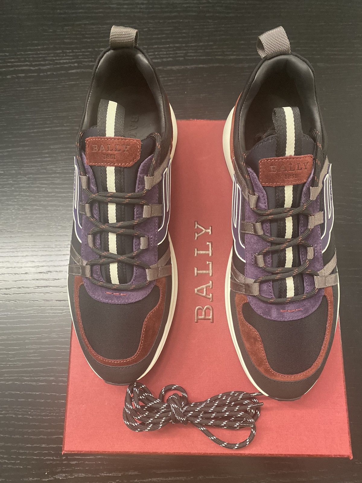 Bally Bally Damon 6301541 Black/Heritage Red Low Top Sneakers Size US 11 / EU 44 - 2 Thumbnail