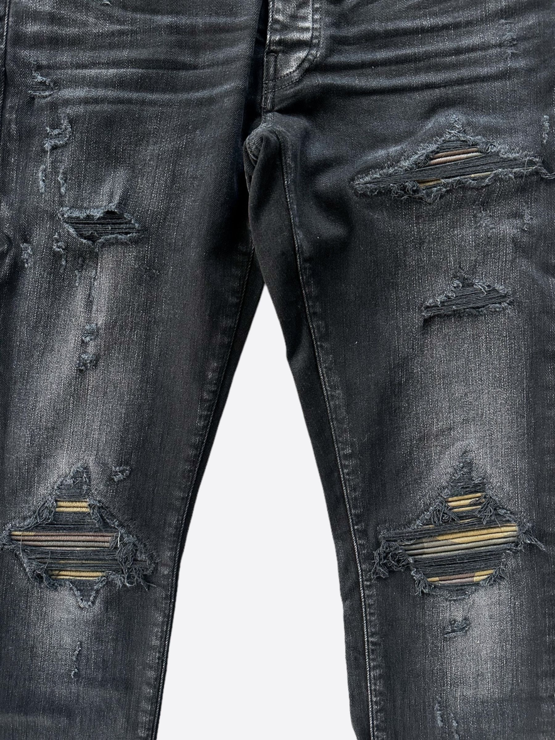Amiri Amiri Aged Black Camouflage Patch MX1 Jeans Size US 40 / EU 56 - 3 Thumbnail