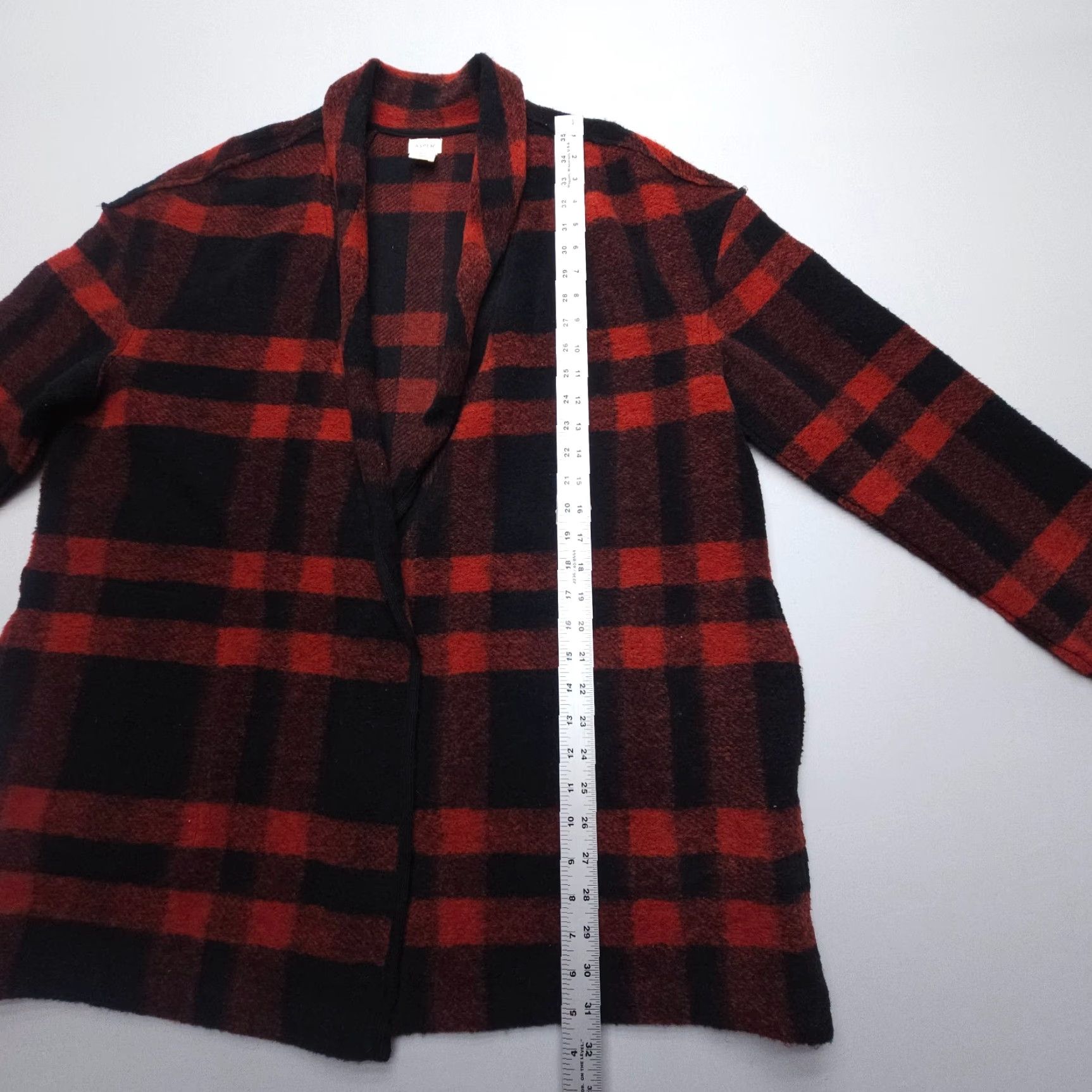 Vintage Aspen Cardigan Womens Large Red Plaid Wool Blend Open Knit Cozy Sweater Winter Fall Spring Summer Casual Womens Size L / US 10 / IT 46 - 5 Thumbnail