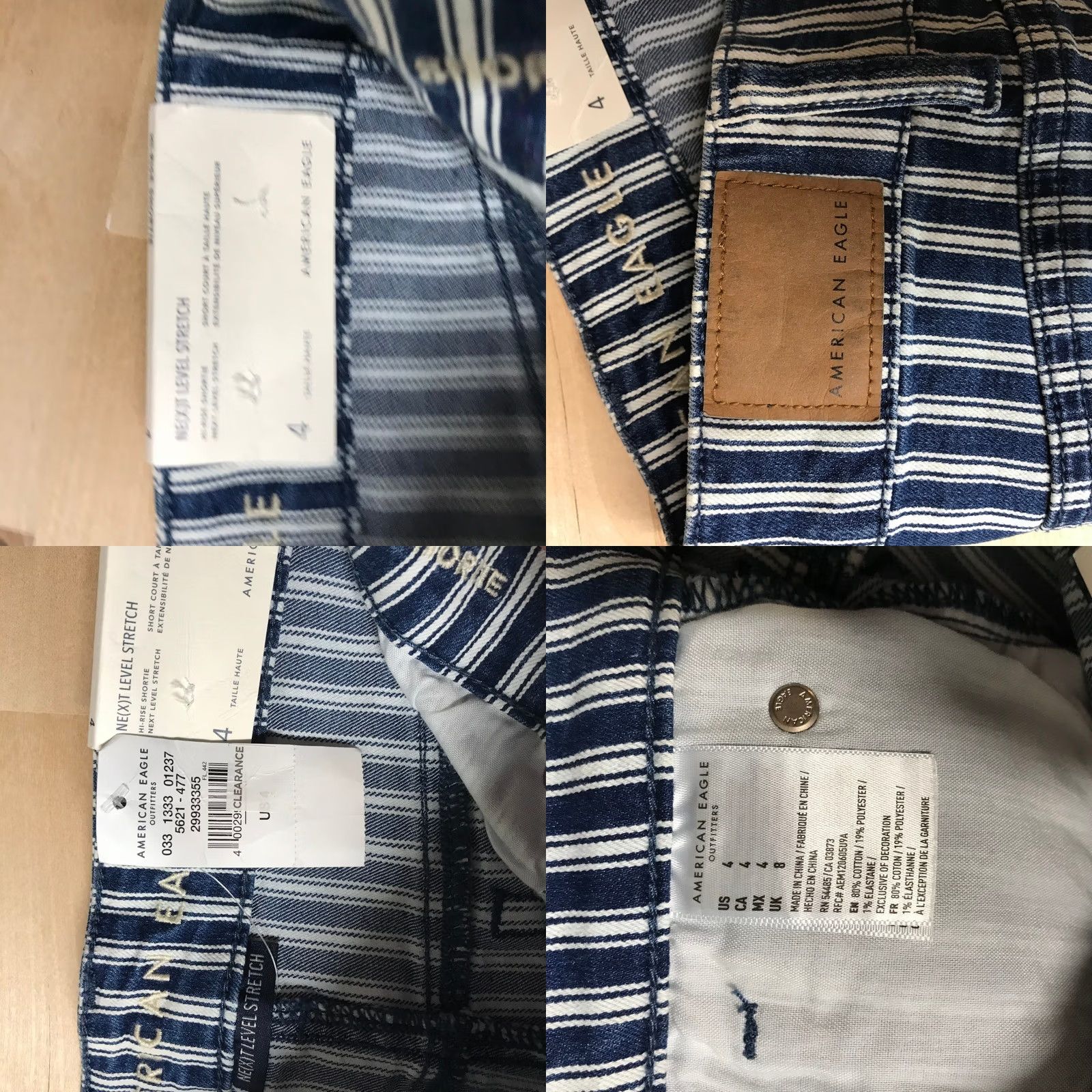 American Eagle Outfitters VINTAGE? No. American Eagle Outfitters Hi Rise Shortie Striped Denim Shorts Women Size 4 Size 27" / US 4 / IT 40 - 8 Thumbnail