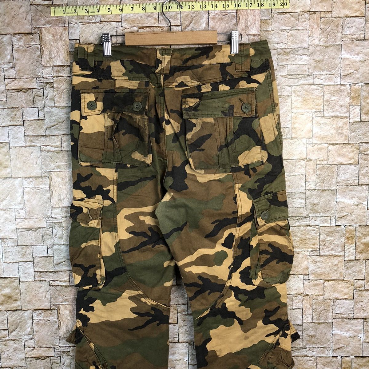 Japanese Brand Matchstick Camo Brown Cargo Multipocket Pants #A138 Size US 31 - 19 Thumbnail