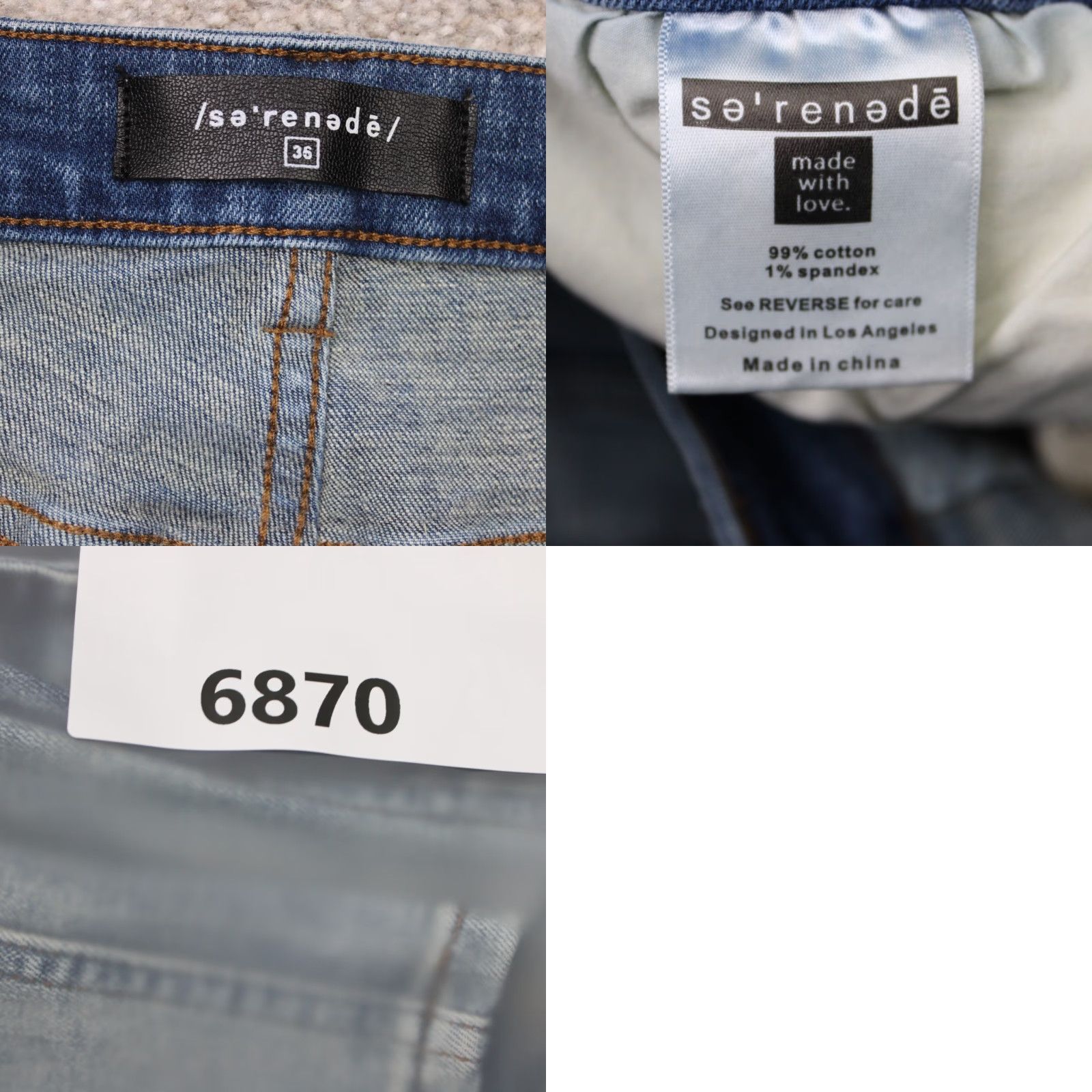 Denime Serenede Jeans Mens 36 Stretch Denim Acid Wash Blue Distressed Slim Regular Jeans Size US 36 / EU 52 - 9 Thumbnail