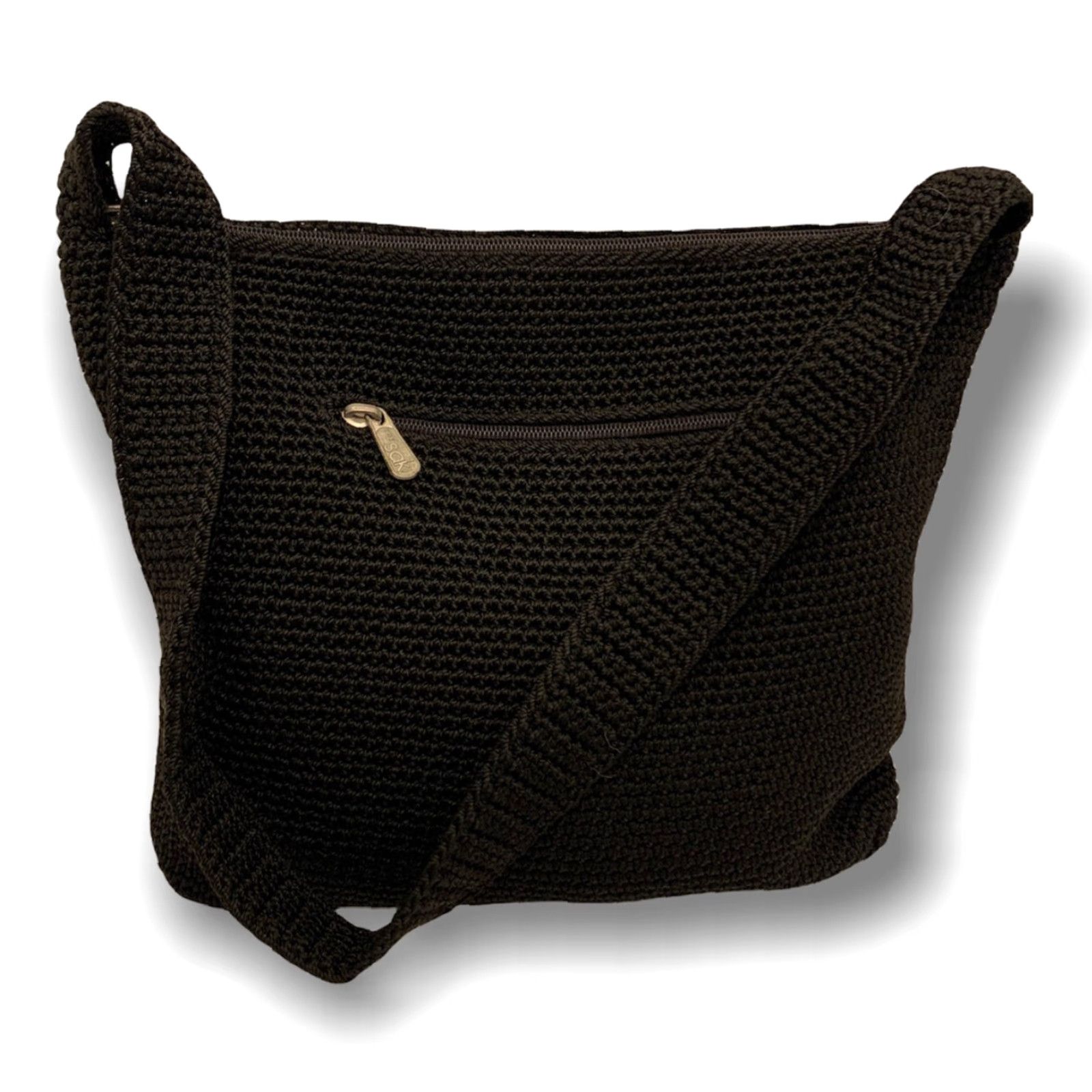 The Sak The Sak Black Crochet Shoulder Bag Zip Top Interior and Exterior Zip Pockets Size S / US 4 / IT 40 - 2 Thumbnail