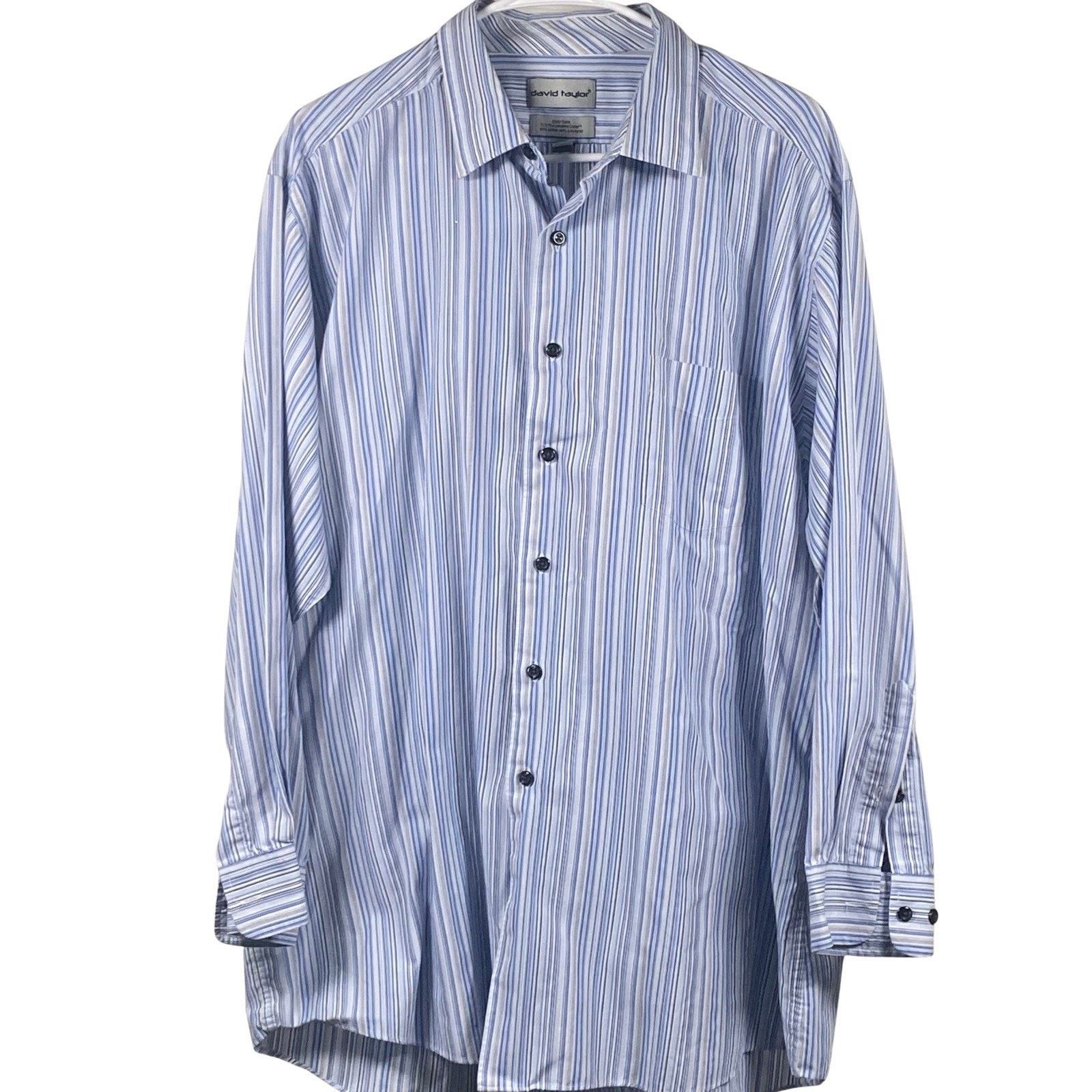 David Taylor Vintage David Taylor Men’s XL Blue Striped Shirt Button Down Size US XL / EU 56 / 4 - 2 Thumbnail