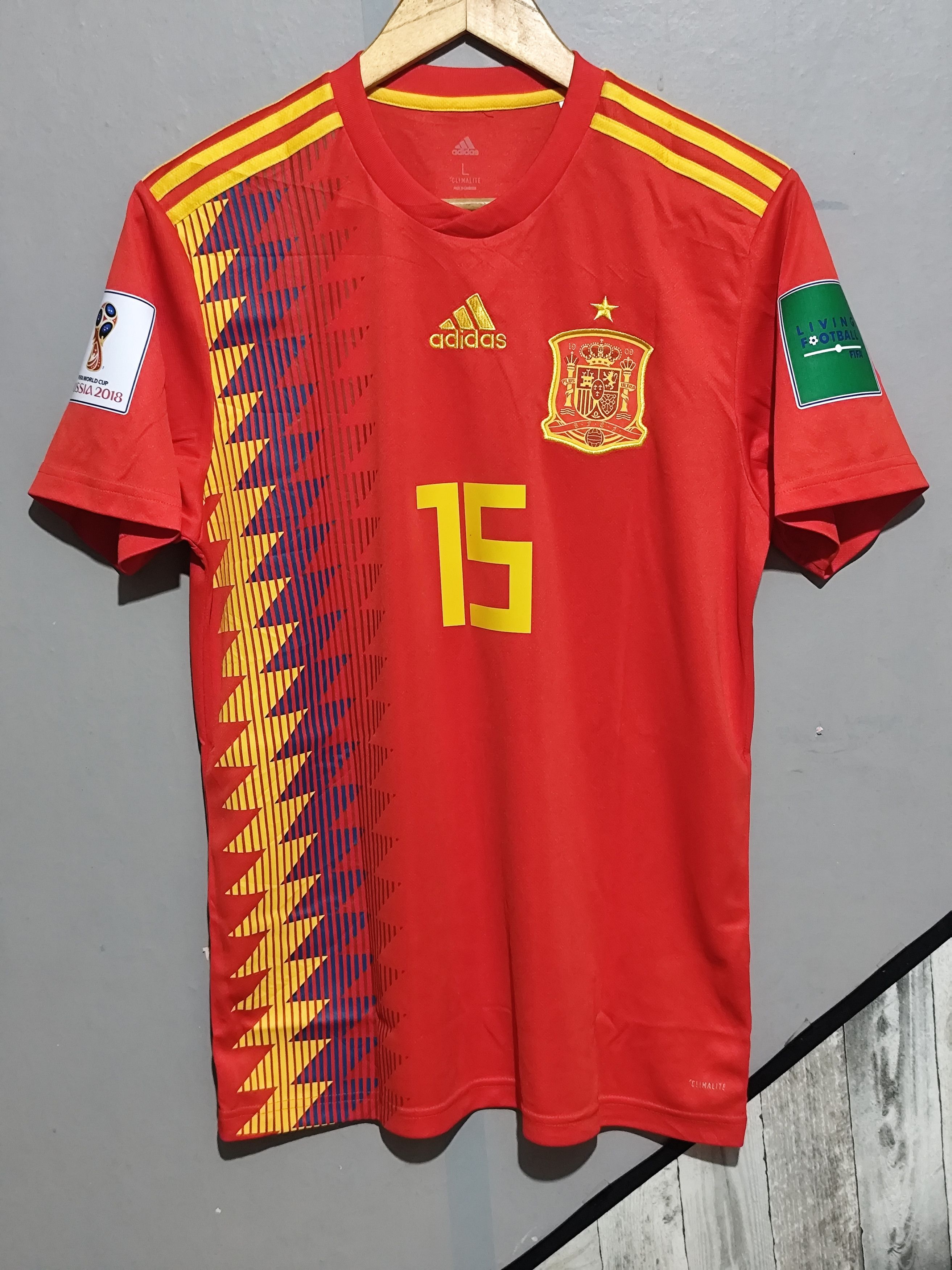 Adidas Adidas x Spain #15 Ramos World Cup 2018 Home Jersey Size US L / EU 52-54 / 3 - 1 Thumbnail