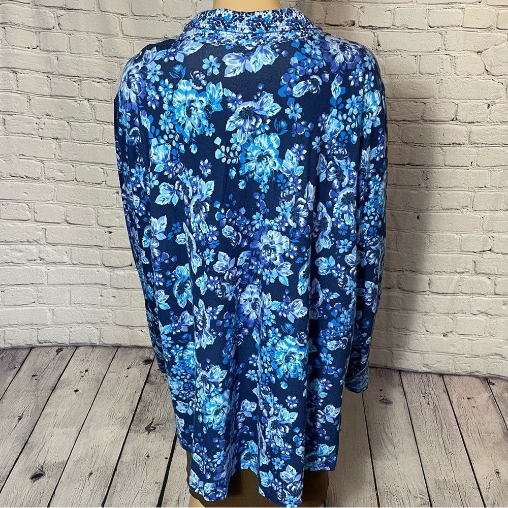 Isaac Mizrahi New Isaac Mizrahi Live! Mixed Print Button Front Blue Long Size 3XL / US 20-22 - 4 Thumbnail