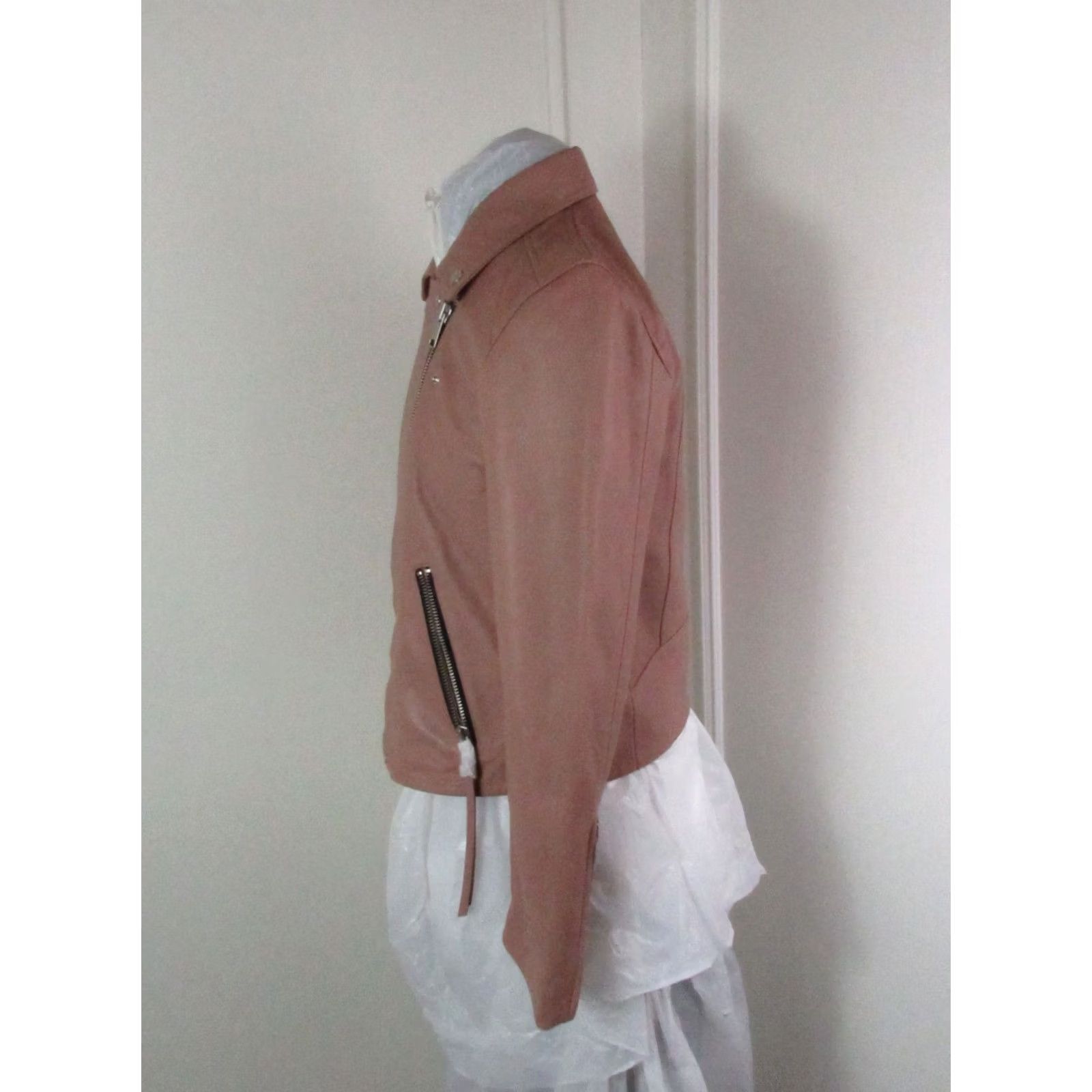 Allsaints AllSaints Dalby Lamb Leather Moto Biker Jacket Size US 10 Blush Pink Size L / US 10 / IT 46 - 5 Thumbnail