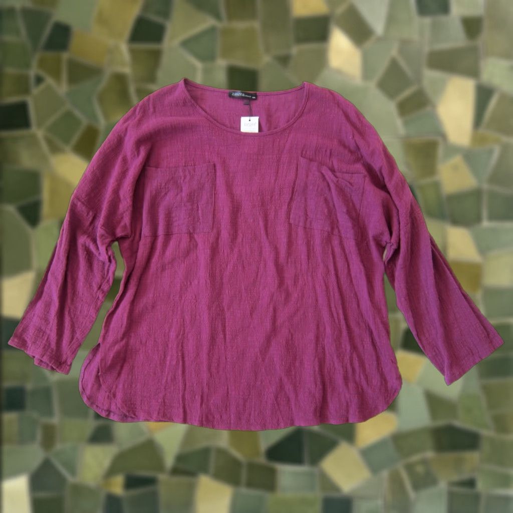 Vintage Zanzea 100% Cotton Purple Long Sleeve Pocket Tunic Peasant Blouse 5XL NWT Women Blouse Tunic Pocket Size XXL / US 16-18 / IT 52-54 - 1 Thumbnail