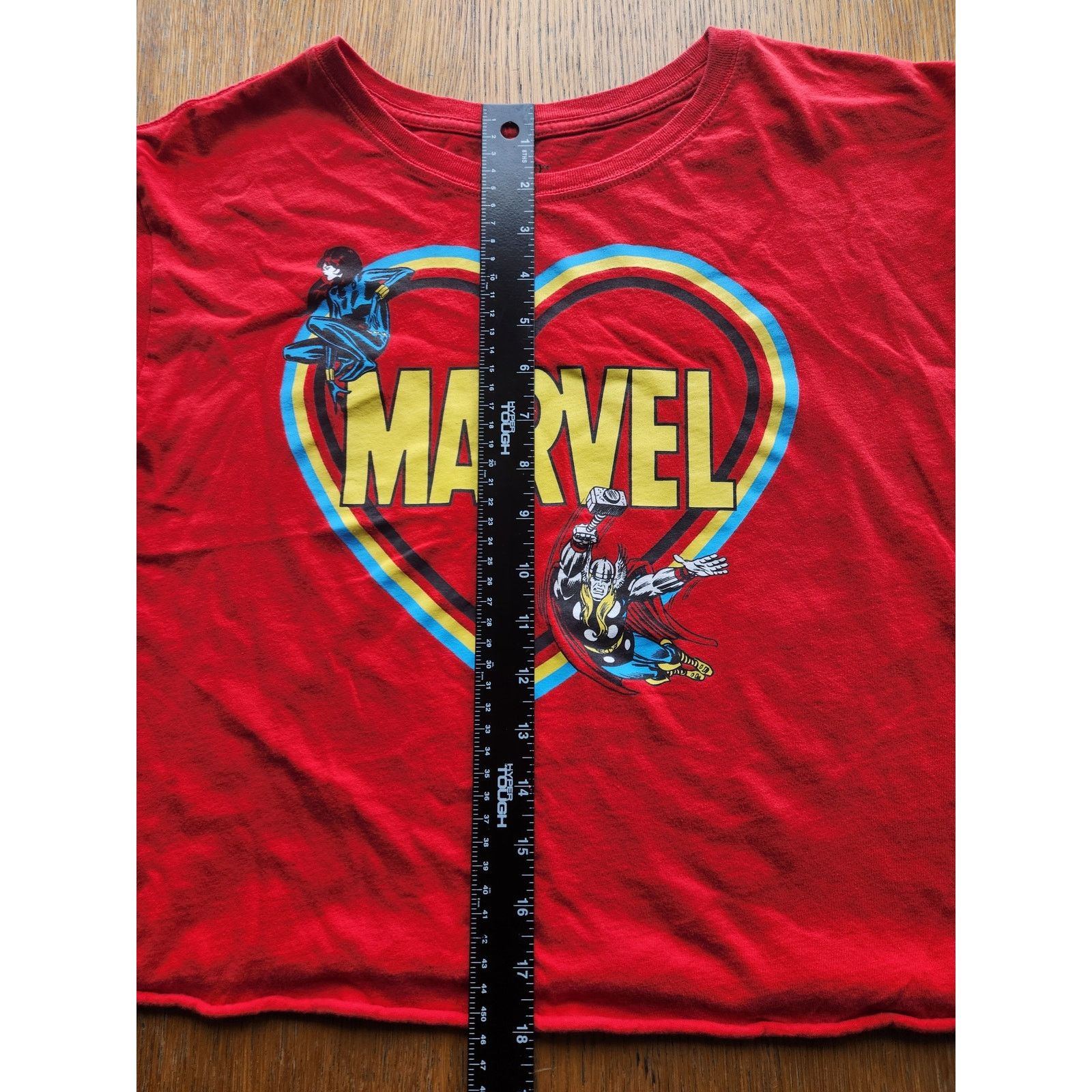 Marvel Comics XL Marvel Red Heart Logo Crop Top Mighty Fine Shirt Size XL / US 12-14 / IT 48-50 - 7 Thumbnail