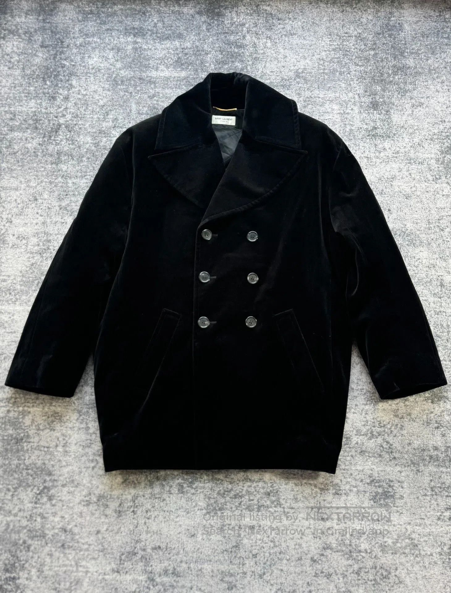 Saint Laurent Paris Saint Laurent Rhinestone Logo Velvet Coat. Size M / US 6-8 / IT 42-44 - 2 Thumbnail