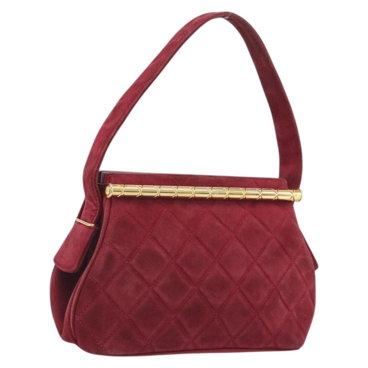 Chanel CHANEL Matelasse Hand Bag Suede Red Gold CC Auth 197450A - Size ONE SIZE - 1 Thumbnail