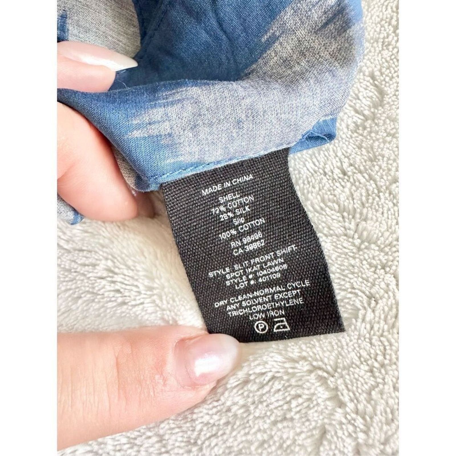 Theory Theory Slit Front Sheer Tunic Dress Blue Gray Ikat Pattern Size XS / US 0-2 / IT 36-38 - 10 Thumbnail