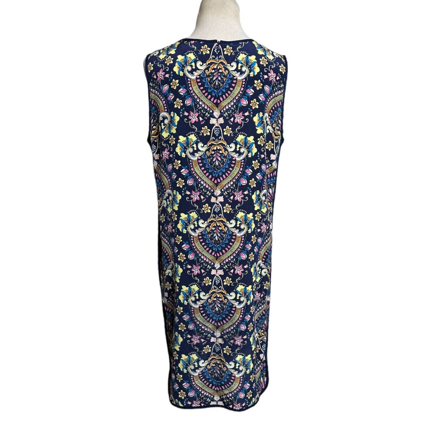 Anthropologie Kachel navy blue floral silk sleeveless mini dress size 12 Size XL / US 12-14 / IT 48-50 - 2 Thumbnail