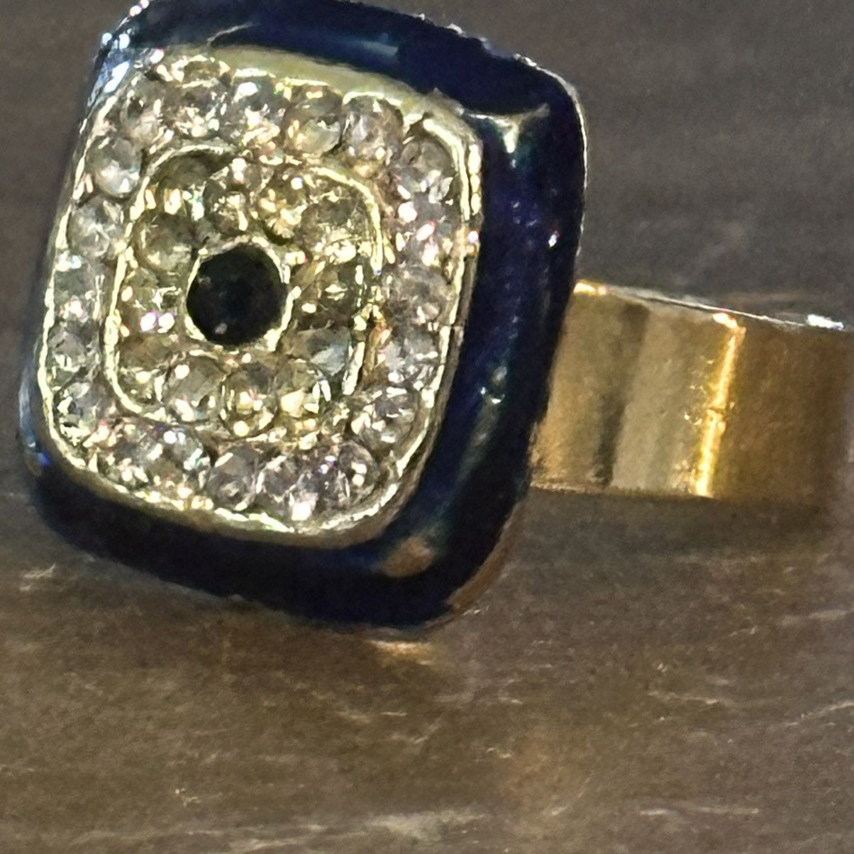 Vintage Vintage gold tone square evil eye rhinestone ring Size ONE SIZE - 3 Thumbnail