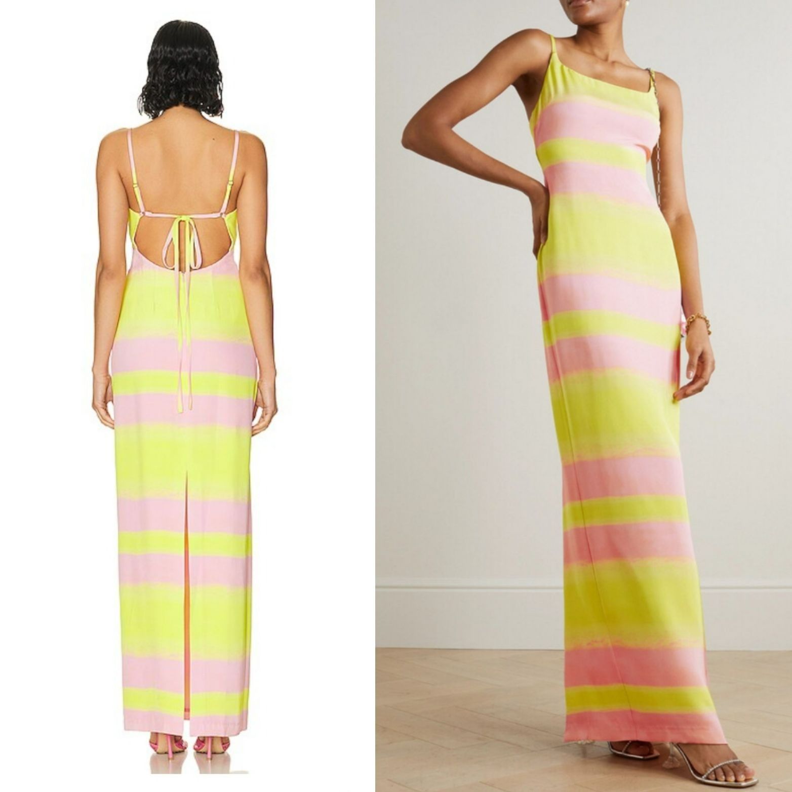 Brandon Maxwell NEW Brandon Maxwell Backless Maxi Slip Dress Pink Yellow Str Size XS / US 0-2 / IT 36-38 - 13 Thumbnail