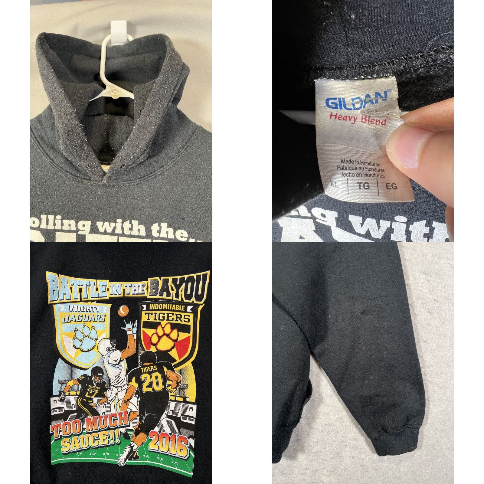 Gildan VINTAGE A1 Battle In The Bayou 2016 Football Hoodie Sweatshirt Mens XL Black Size US XL / EU 56 / 4 - 8 Thumbnail
