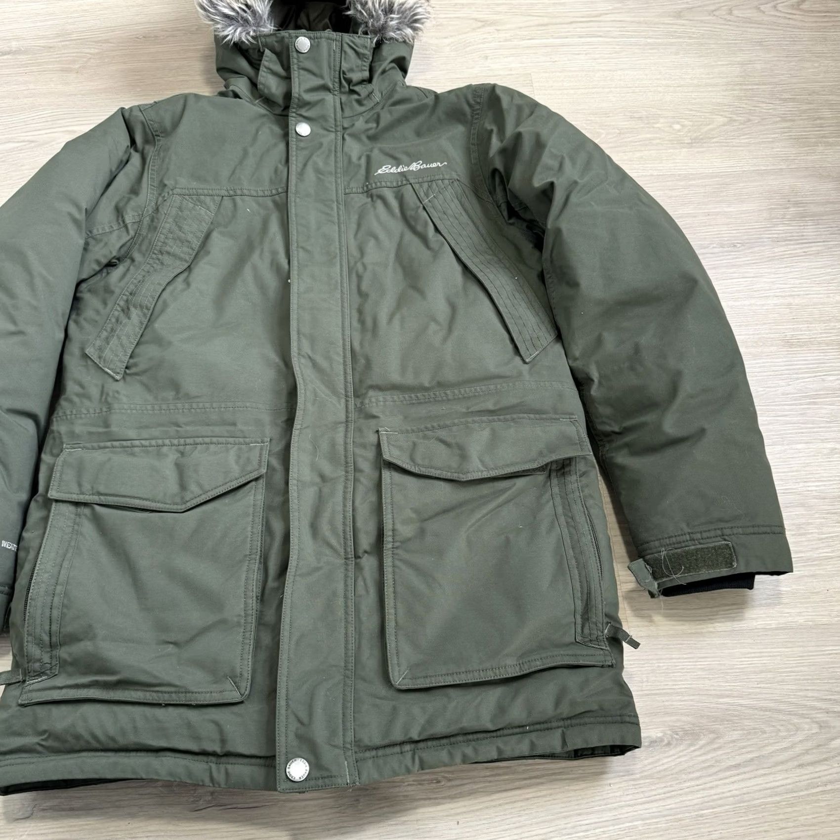 Eddie Bauer Eddie Bauer Parka Men Superior Down Weatheredge Hooded Snap Zipper Green S Parka Size S XS? Size US S / EU 44-46 / 1 - 3 Thumbnail