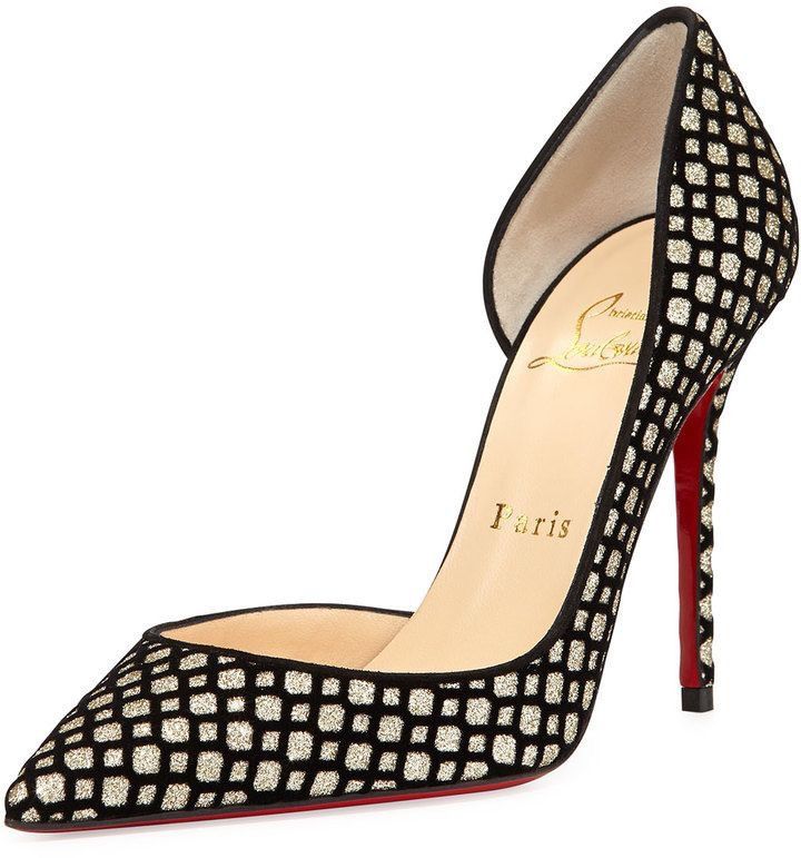 Christian Louboutin Christian Louboutin Gold & Black Mesh Pumps Size US 7.5 / IT 37.5 - 4 Thumbnail